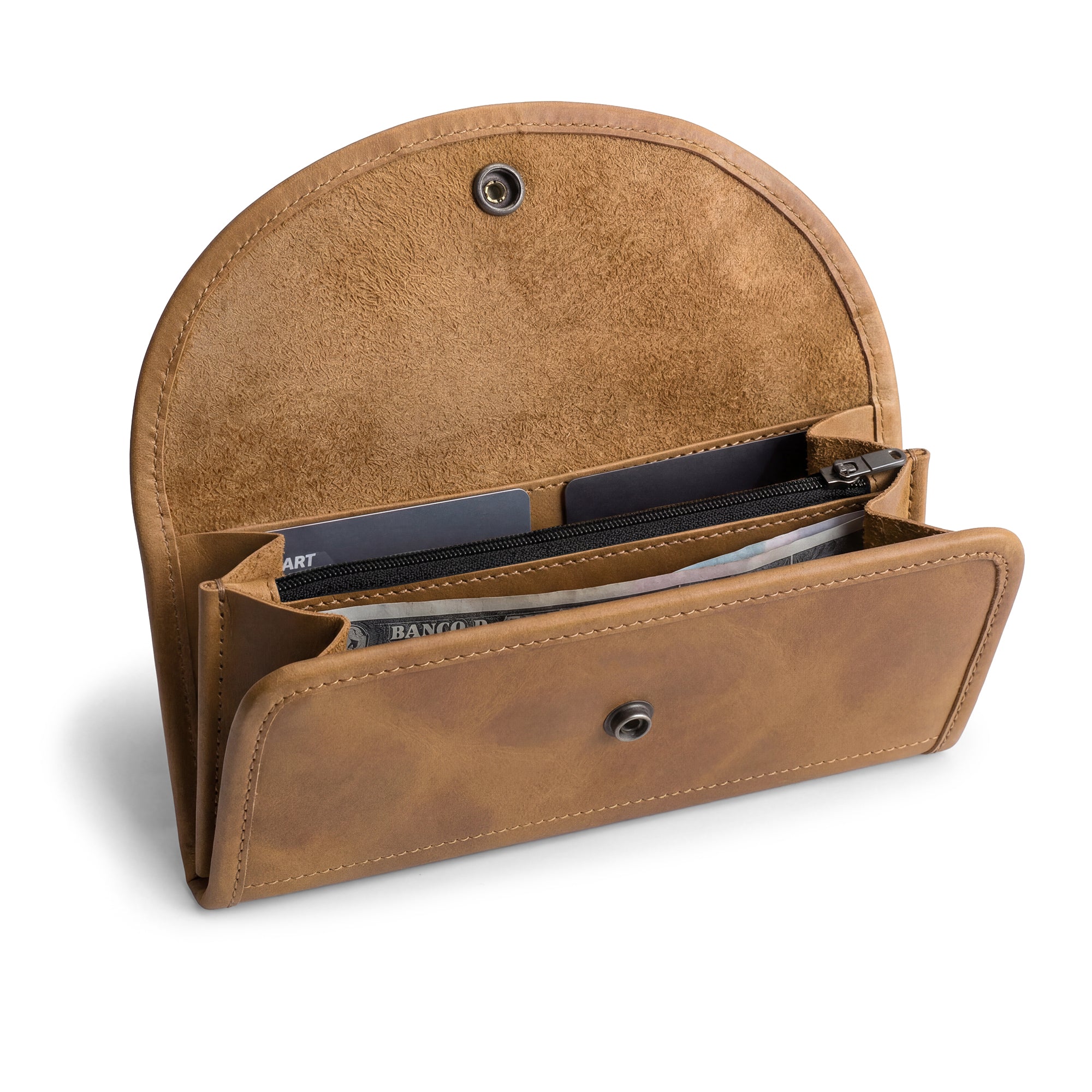 Single Snap Zippered Wallet