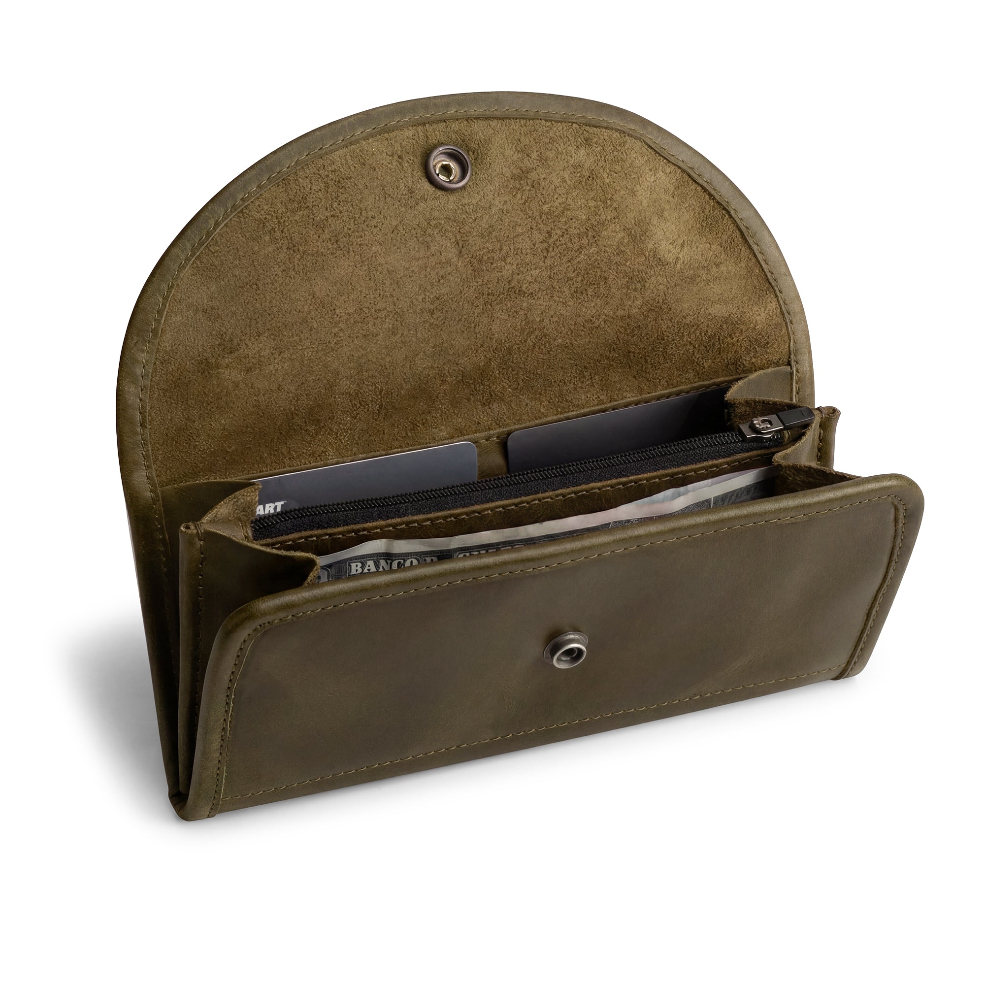 Single Snap Zippered Wallet
