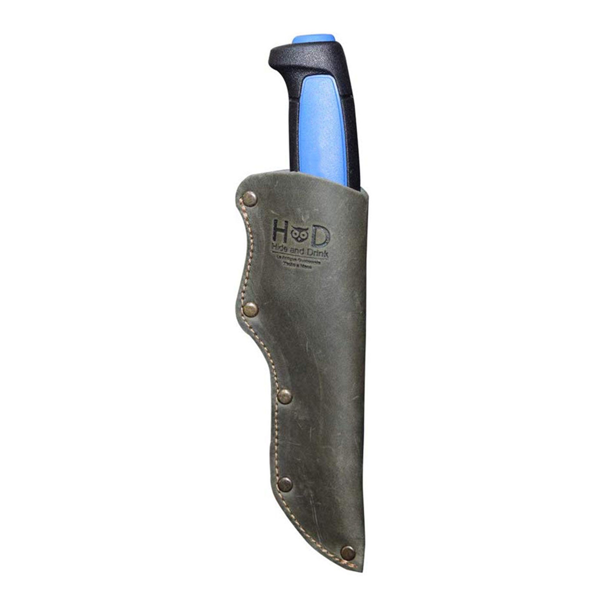 Belt Mora Knife Sheath by Hide & Drink, featuring a stylish Thick Sheath for Mora Knife with Belt Loop. Perfect for outdoor camping and made from quality Full Grain Leather.