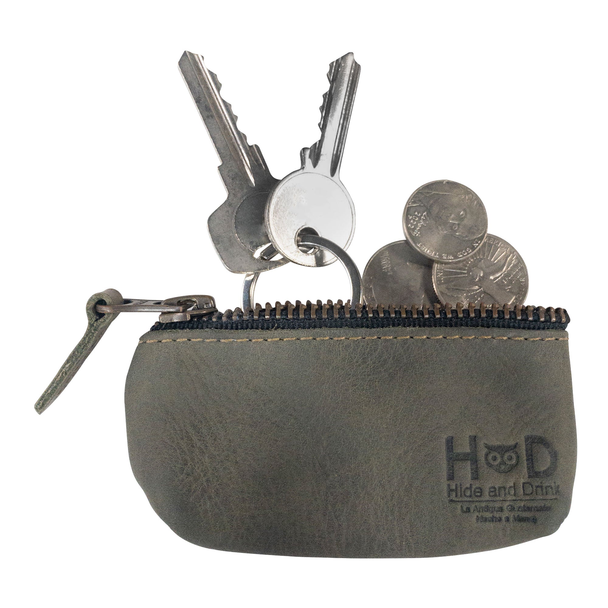 Hide & Drink Key Holder Zippered Pouch showcasing its artisan craftsmanship and quality build. Perfect for everyday use as a money purse, charging cable holder, or earphone organizer.
