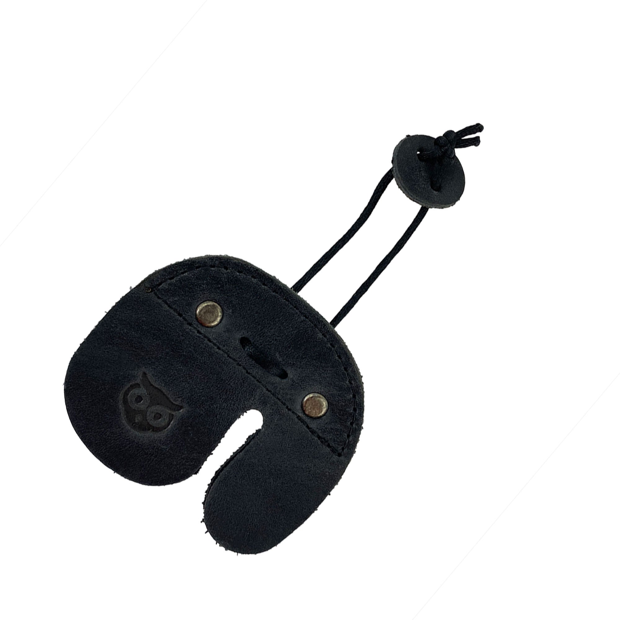 The Hide & Drink Left Handed Archery Finger Protector in black color, perfect for left-handed archers. This Archery Finger Tab works as a Protect Guard for Recurve Bows, crafted with high-quality Full Grain Leather. A must-have for shooting practice gear in sports & outdoors, it beautifully represents artisan small batch production.