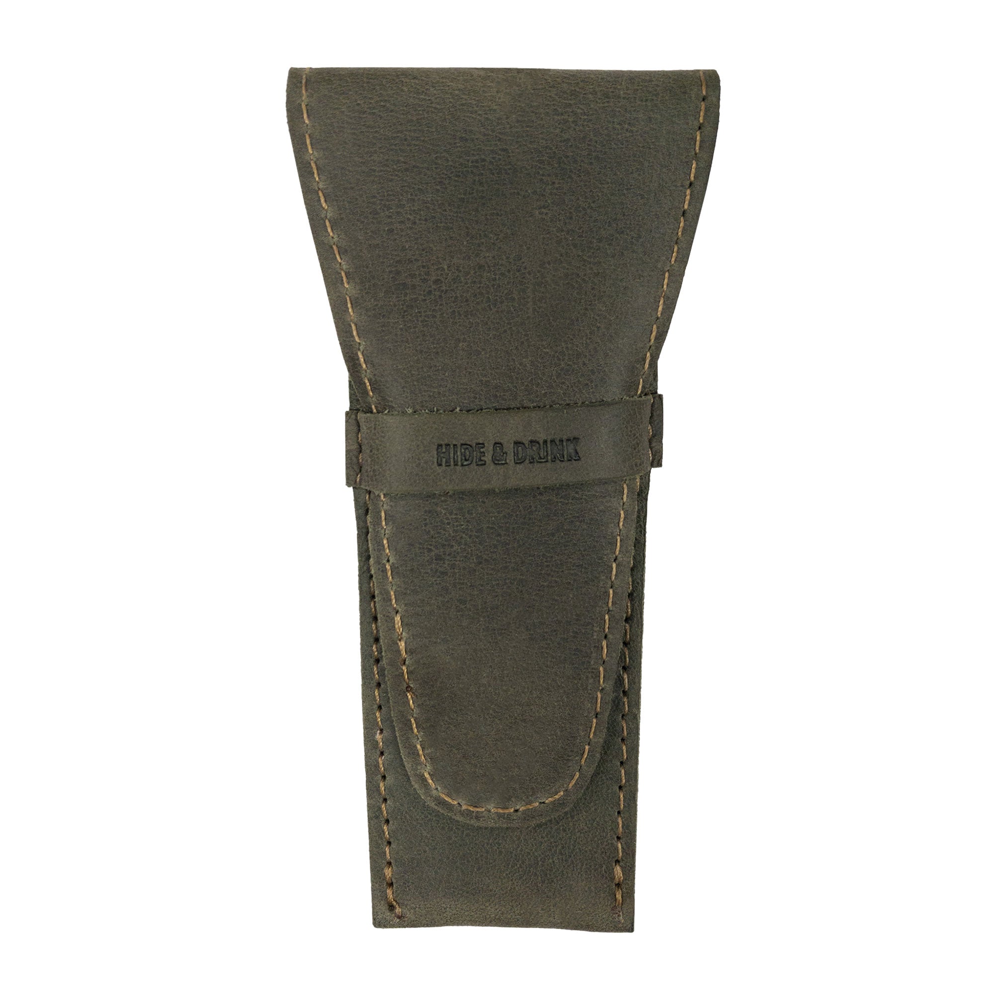 Front view of a different color Hide & Drink Safety Razor Case, crafted from Full Grain Leather, emphasizing personal care and artisan details.