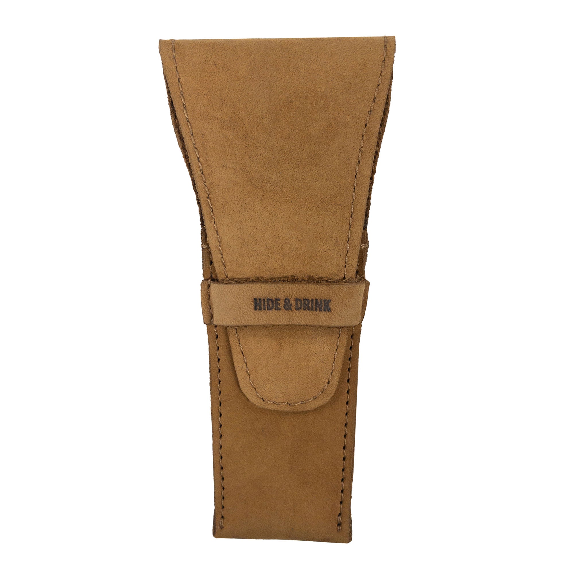 Expanded view of the Safety Razor Case by Hide & Drink, showcasing its interior tailored for shaving tools. This Full Grain Leather case represents artisan dedication to quality and effective design for travelers.