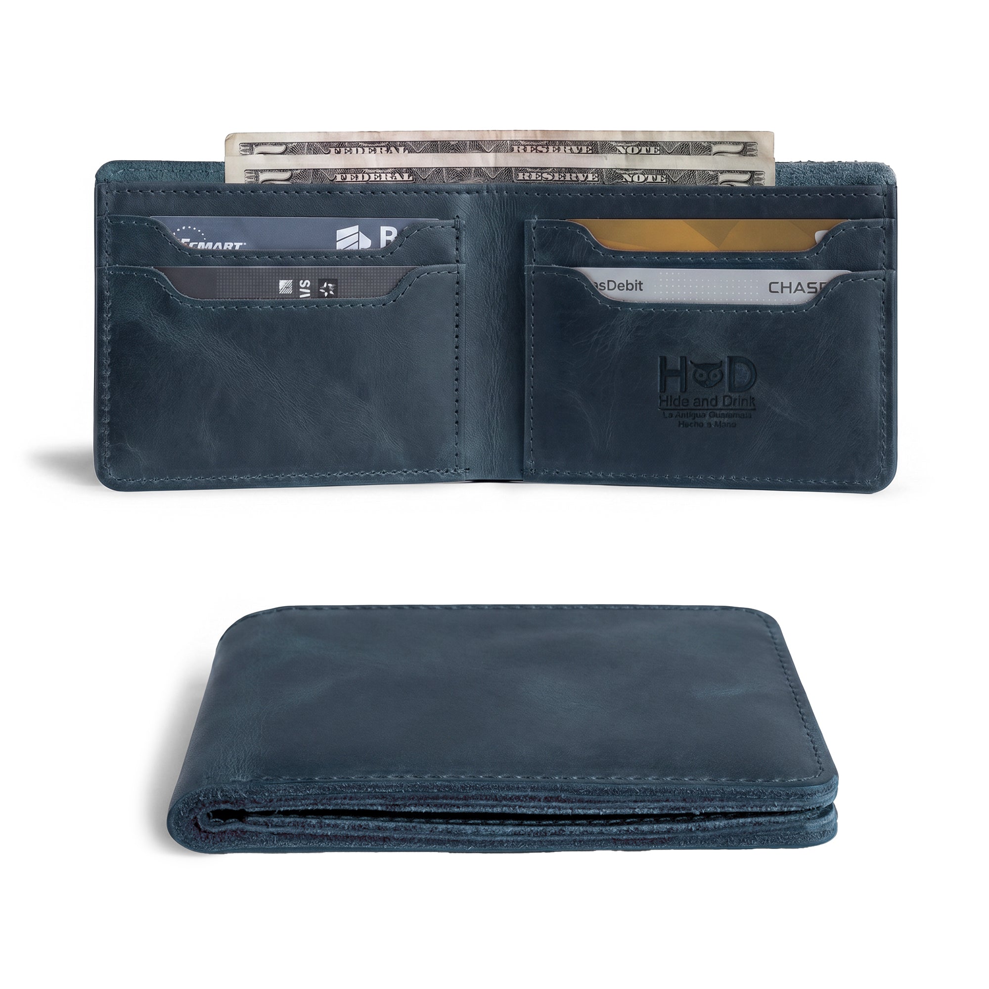 Inside view of the dark brown Classic Wallet from Hide & Drink, showcasing its card slots and practicality. This Classic Bifold Wallet, made from Full Grain Leather, acts as a valuable storage case for identification. Perfect for travel, it demonstrates artisan small batch production craftsmanship, hand cut and sewn in La Antigua Guatemala & Oaxaca Mexico.