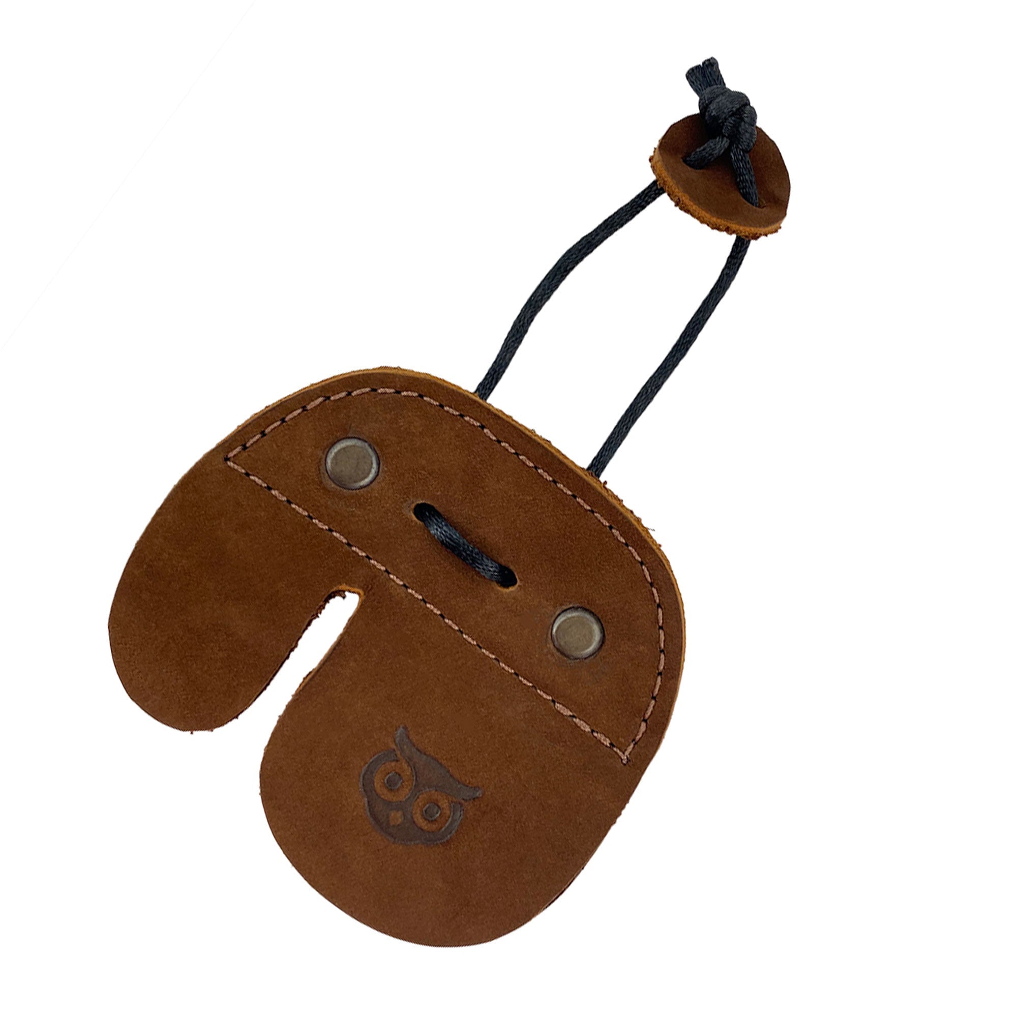 Right Handed Archery Finger Protector by Hide & Drink, a stylish and functional archery finger tab made from full grain leather. Ideal protect guard for recurve bows, perfect for shooting practice gear sports & outdoors. This artisan piece features hand cut, hand sewn craftsmanship, showcasing small batch production and fire branded quality, handmade in La Antigua Guatemala.
