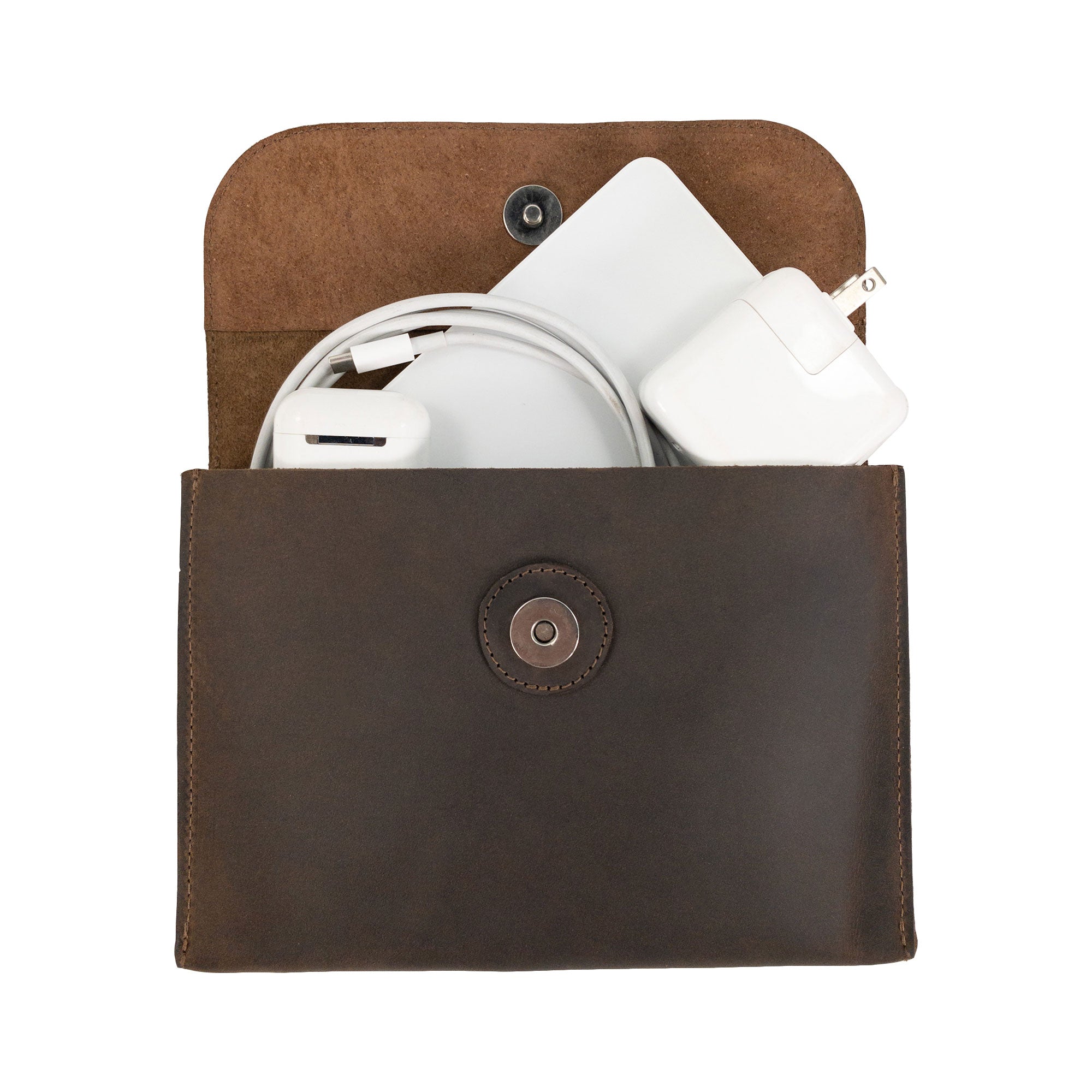 Minimalist Electronic Pouch for Cables and Chargers - Stockyard X 'The Leather Store'