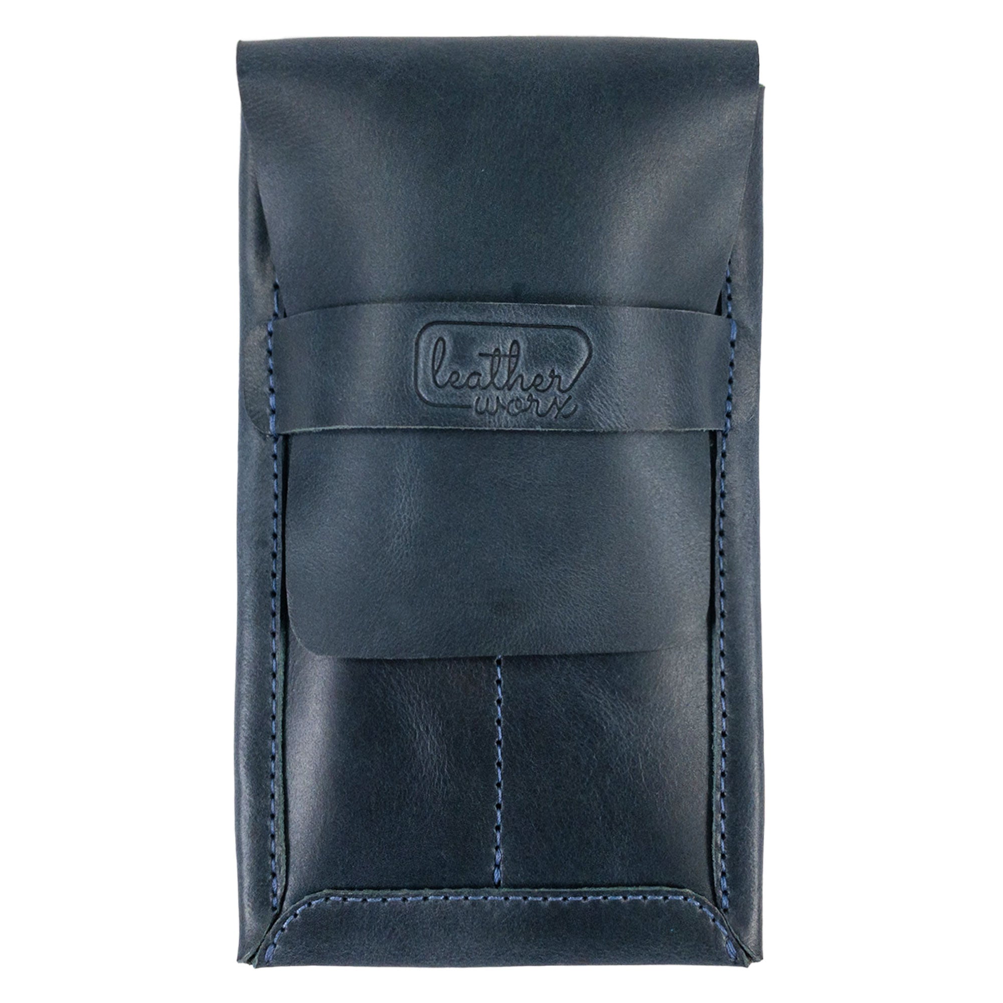 The sleek design of the Double Pen Case from Leather Worx, made of Full Grain Leather, proudly represents small batch production methods. Artisan crafted and handmade in La Antigua Guatemala & Oaxaca Mexico, it showcases meticulous hand cut and hand sewn artistry, with a fire branded logo.