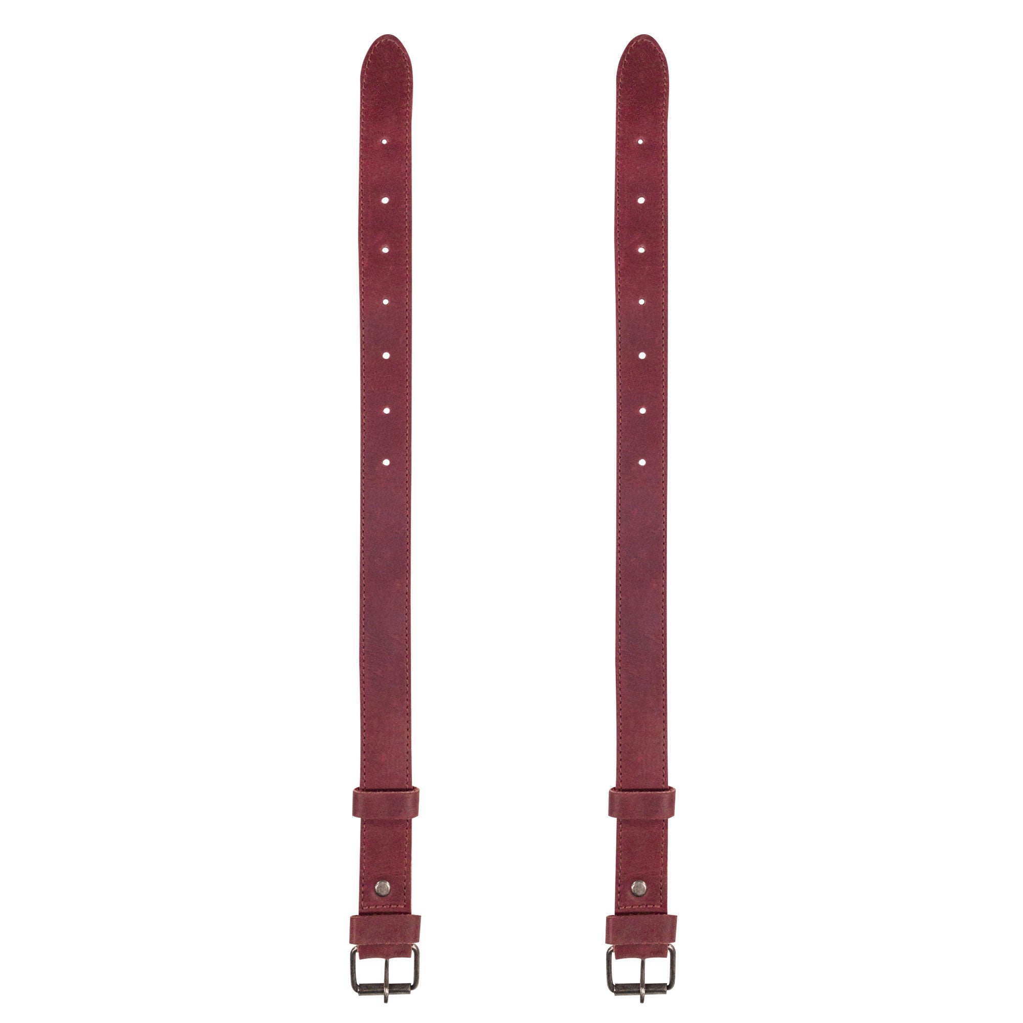 Bicycle Ankle Bands by Hide & Drink, showing two Rustic Bicycle Ankle Bands crafted with a sturdy Brass Metal Buckle. These Adjustable Straps for Legs, made from top-tier Full Grain Leather, make excellent Vintage Gifts for Cyclists, artisanally crafted in La Antigua Guatemala.