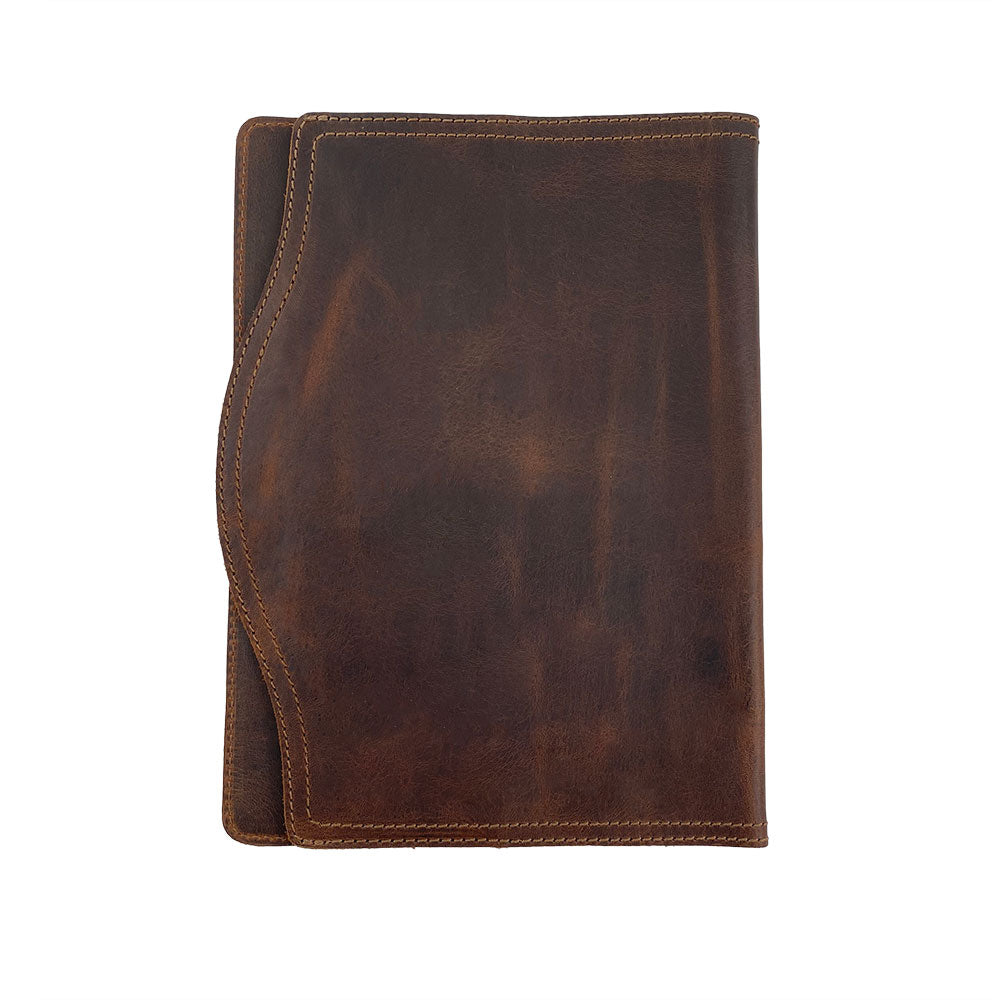 Inside the Hard Cover Notebook Protector (Notebook NOT Included) by Hide & Drink, revealing its craftsmanship and inner design. Perfect for Moleskine Hard Cover Sketchbook XXL Size (8.5 x 11 in.), Notebook NOT Included, this journal cover utilizes rich Full Grain Leather, demonstrating StockyardX's small batch production with hand cut, hand sewn, and fire branded workmanship by artisans. Handmade in La Antigua Guatemala & Oaxaca Mexico.