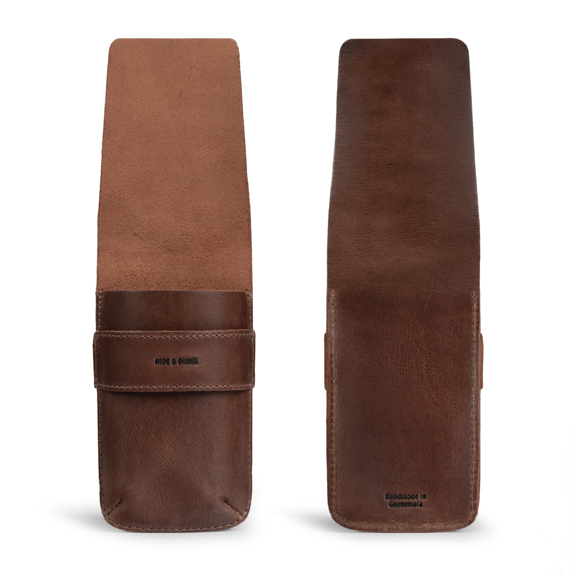 Elegant Single Watch Pouch by Hide & Drink, designed for stylish storage with a vintage sleeve for watches. Made of durable full grain leather, this compact carrying holder is an ideal travel accessory, reflecting artisan skills through its hand cut and hand sewn construction. Perfect as a portable storage watch case for men, handcrafted in La Antigua Guatemala & Oaxaca, Mexico.