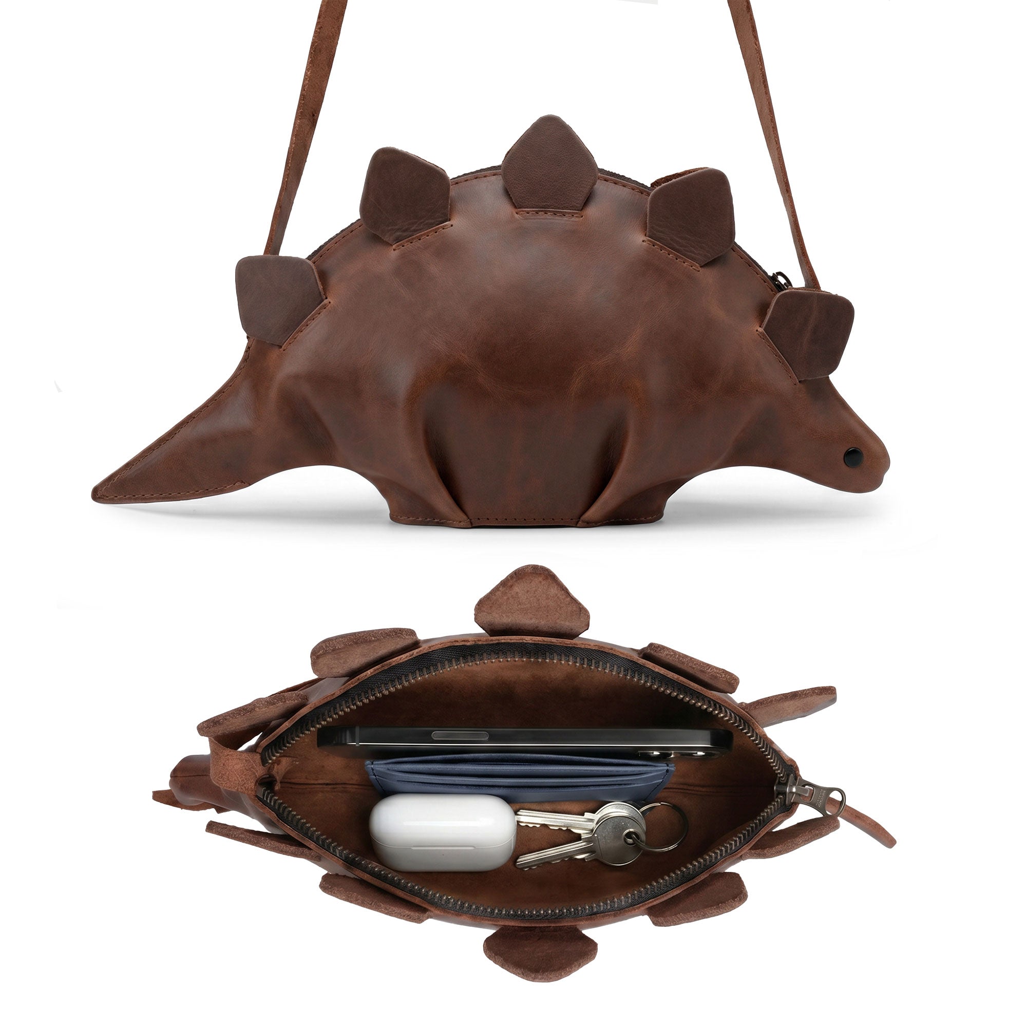 Leather Dinosaur Stegosaurus Shoulder Bag