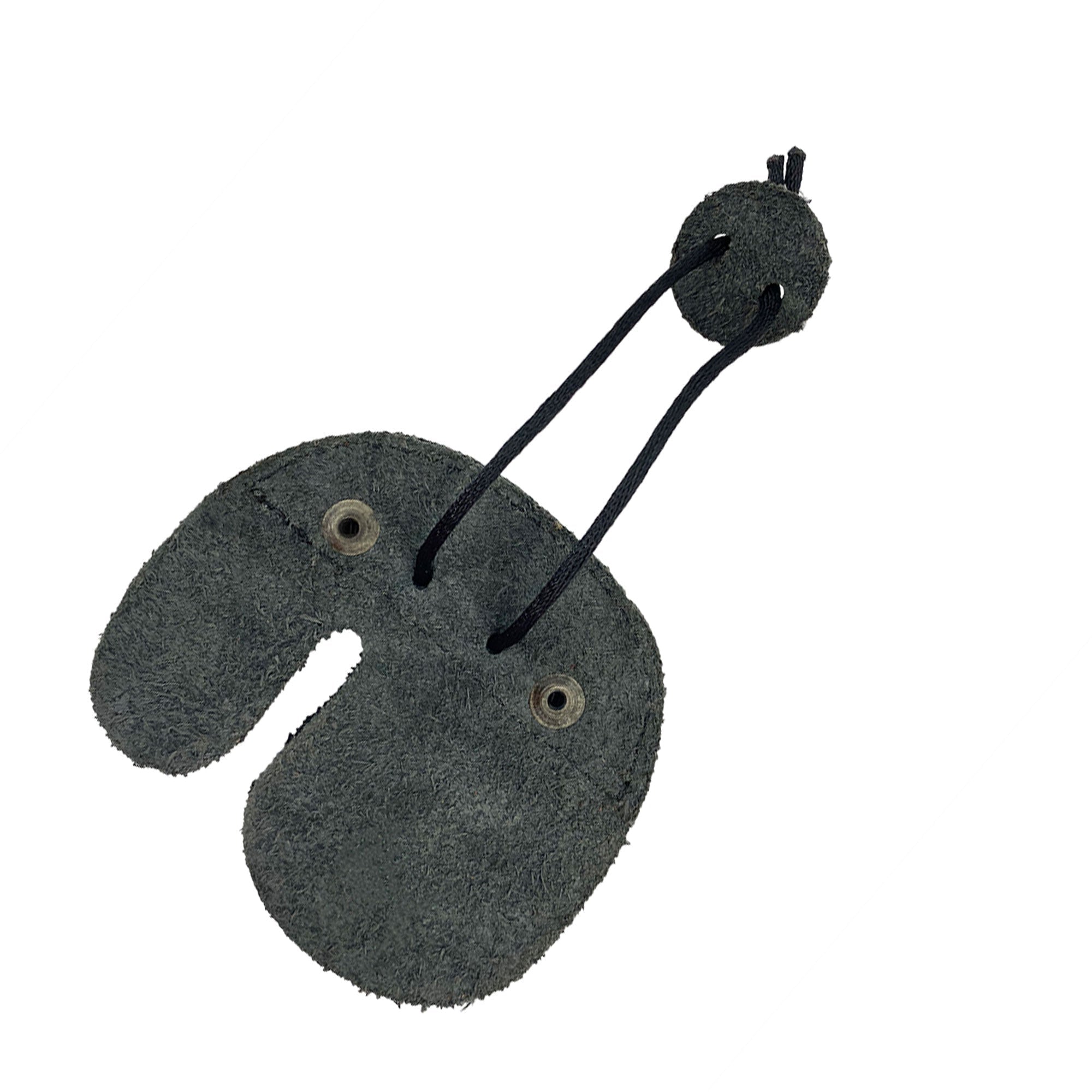 Showcasing the Hide & Drink Left Handed Archery Finger Protector in black, detailing its craftsmanship. This Archery Finger Tab functions as a Protect Guard for Recurve Bows, constructed from durable Full Grain Leather. A perfect piece for shooting practice gear, reflecting the small batch production and artisan quality from StockyardX.