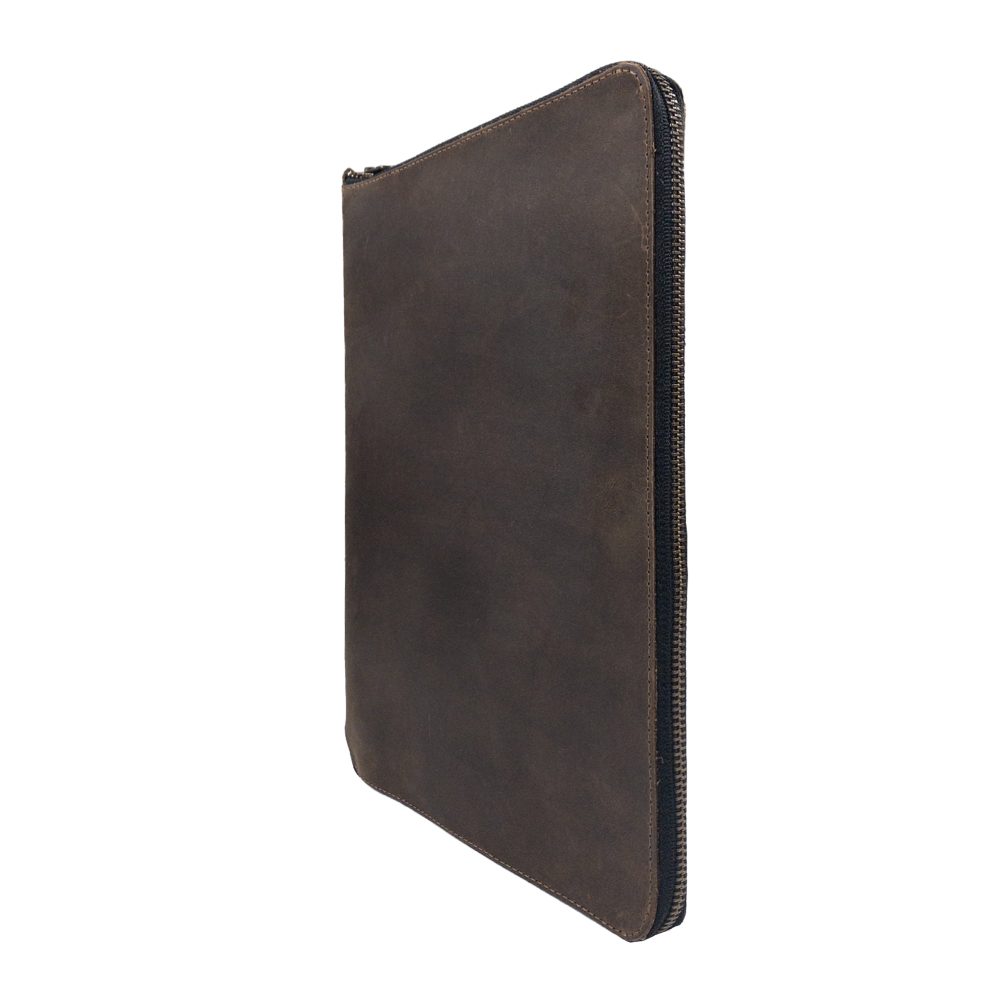 Display of Hide & Drink Zippered Journal Cover for Moleskine (Notebook NOT Included) showing its sleek compartment design. Handcrafted leather assures longevity.
