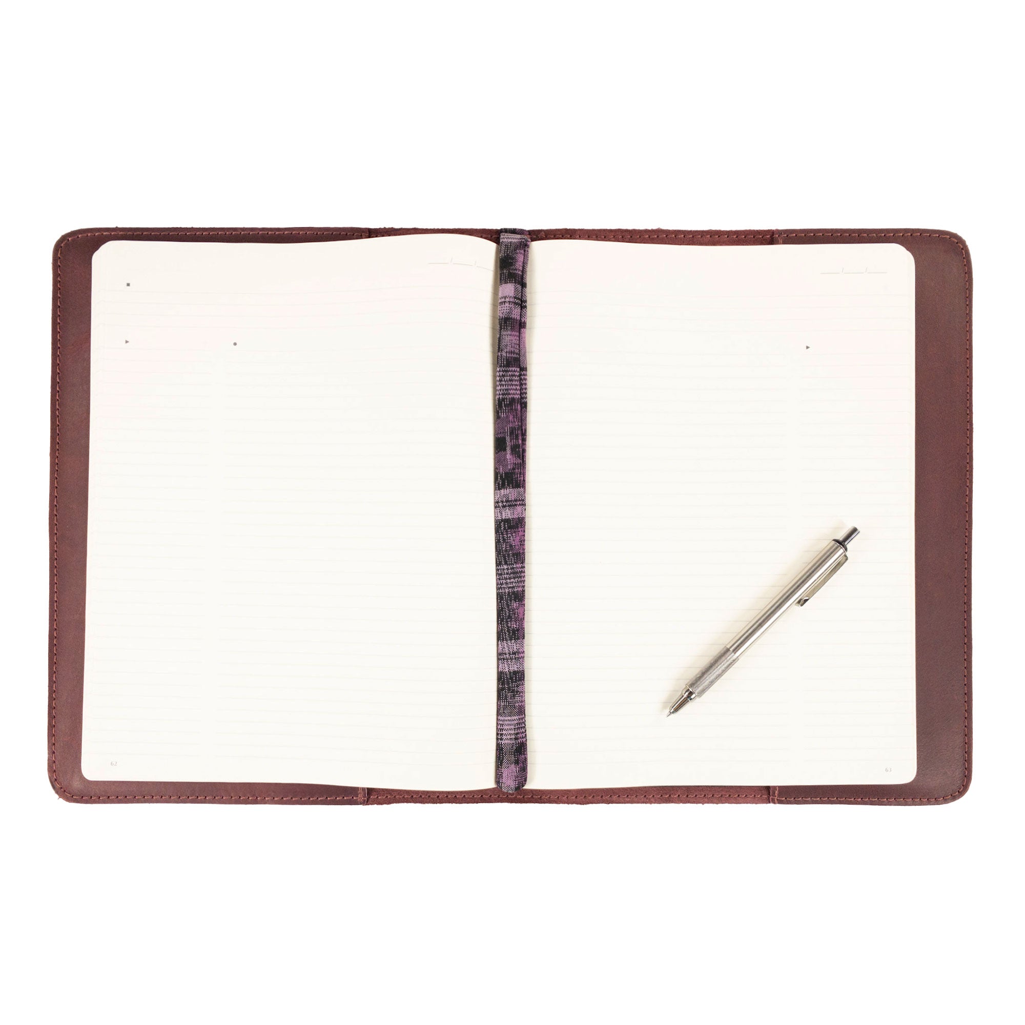 The Journal Cover for (8.5 x 11 in.) Moleskine Cahier XXL by Hide & Drink shown with subtle elegance in full grain leather. Offers sturdy protection and style for your notebook, handmade in La Antigua Guatemala & Oaxaca Mexico.