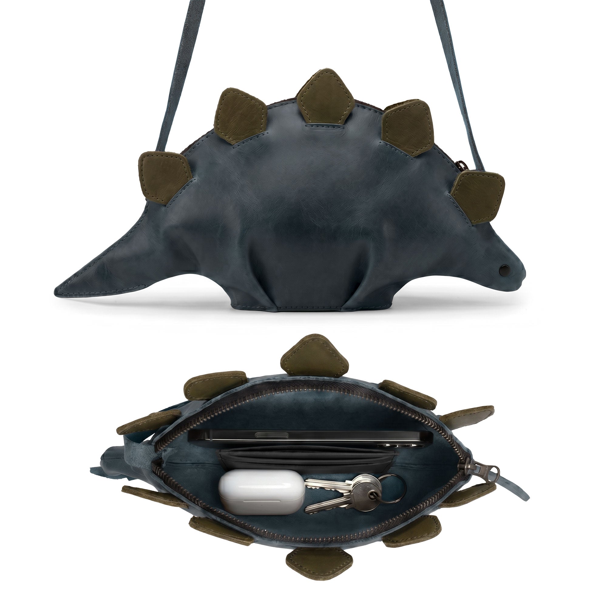 Leather Dinosaur Stegosaurus Shoulder Bag