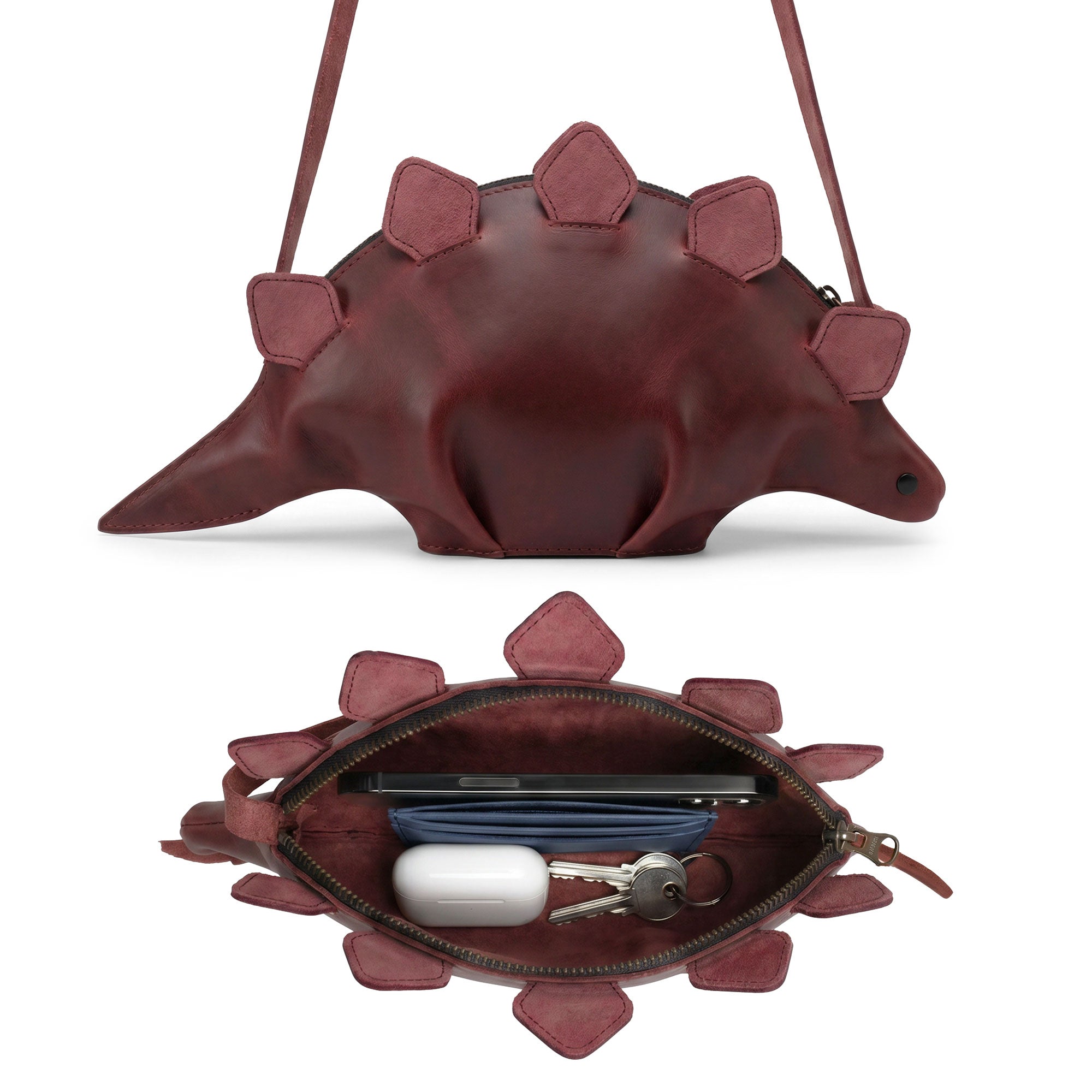 Leather Dinosaur Stegosaurus Shoulder Bag