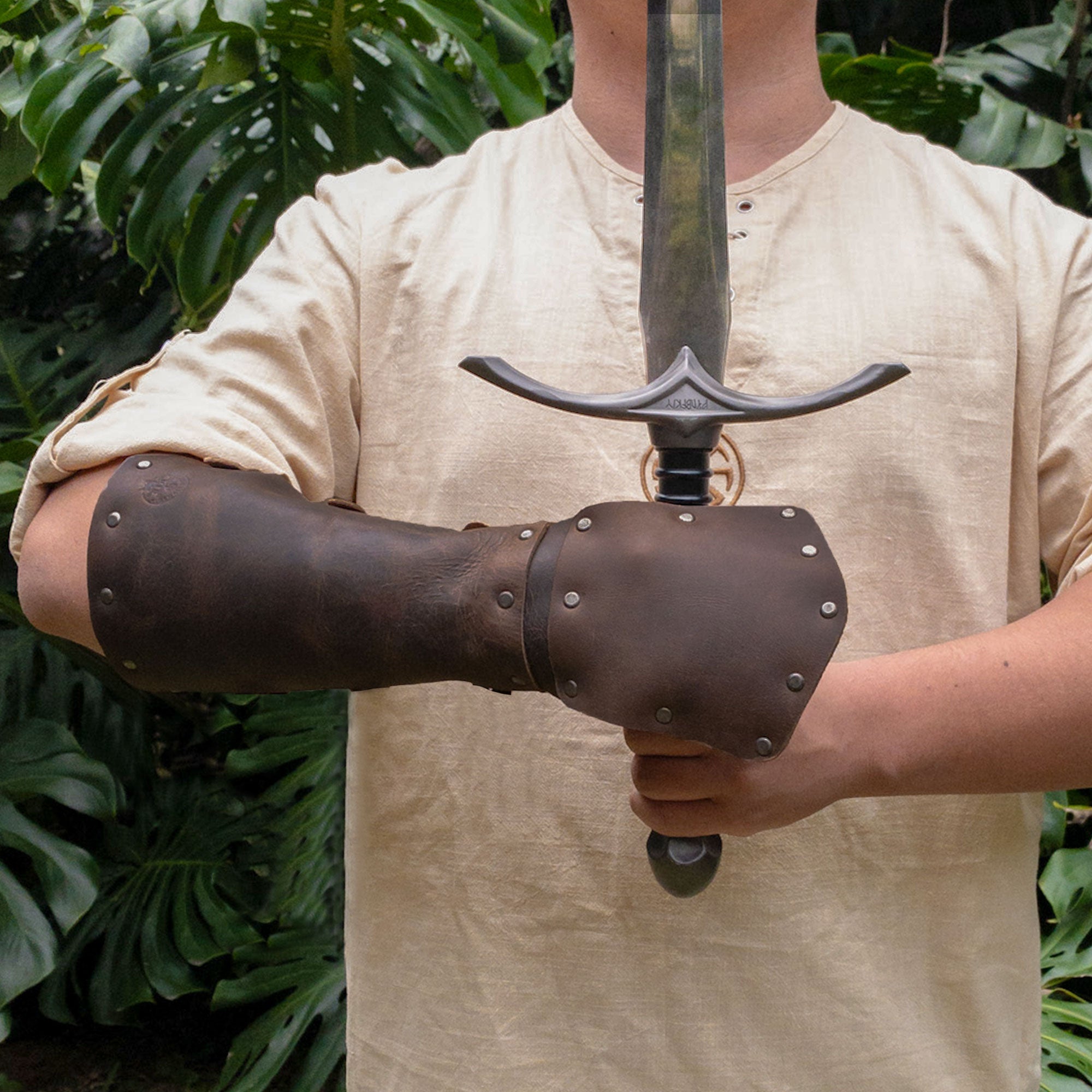 Riveted Bracer with Hand Protection - Stockyard X 'The Leather Store'