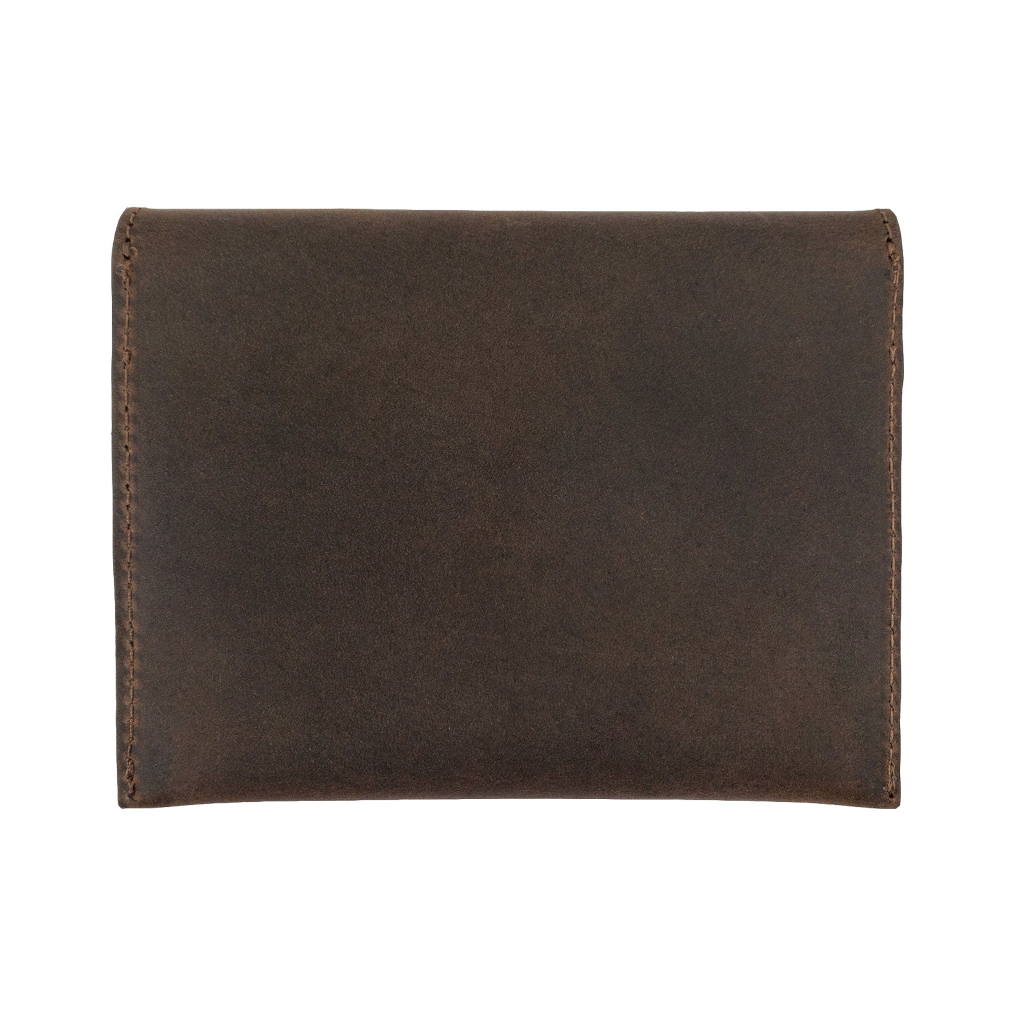 Back view of Hide & Drink Minimalist Wallet, highlighting the sleek and simple design of this durable cash organizer made from soft full grain leather. Perfect for minimalist styles, this handmade wallet is carefully crafted through small batch production in La Antigua Guatemala & Oaxaca Mexico.