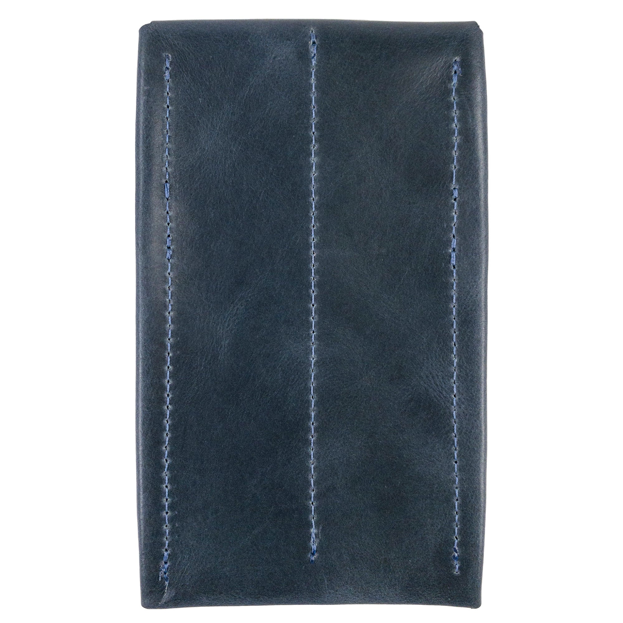 An elegant look at the back of the Double Pen Case by Leather Worx reveals its Full Grain Leather craftsmanship, supporting small batch production. Each artisan product is handmade in La Antigua Guatemala, featuring hand cut and hand sewn details along with a fire branded finish.