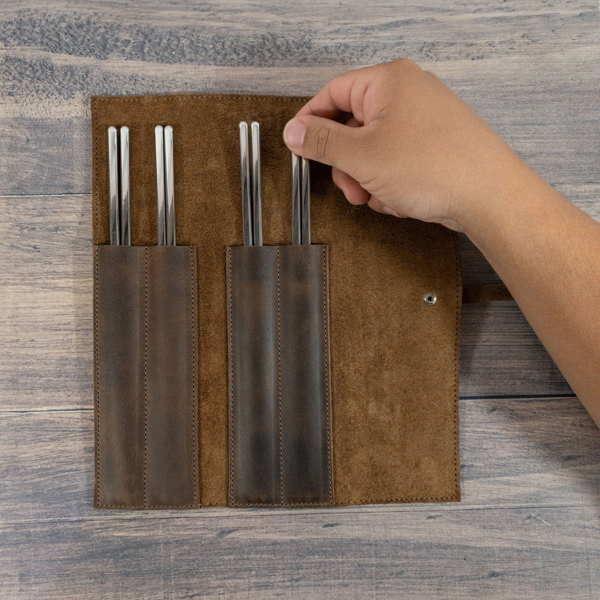 Rustic Roll Bag for Chopsticks - Stockyard X 'The Leather Store'