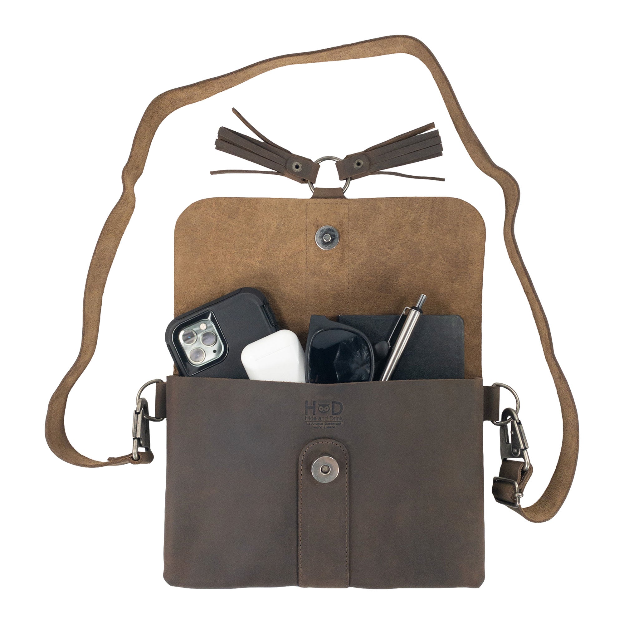 Rectangular Crossbody Bag with Tassels - Stockyard X 'The Leather Store'