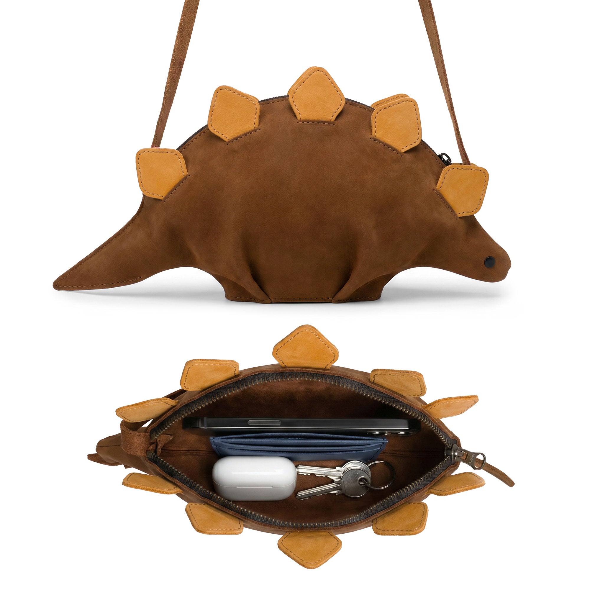 Leather Dinosaur Stegosaurus Shoulder Bag