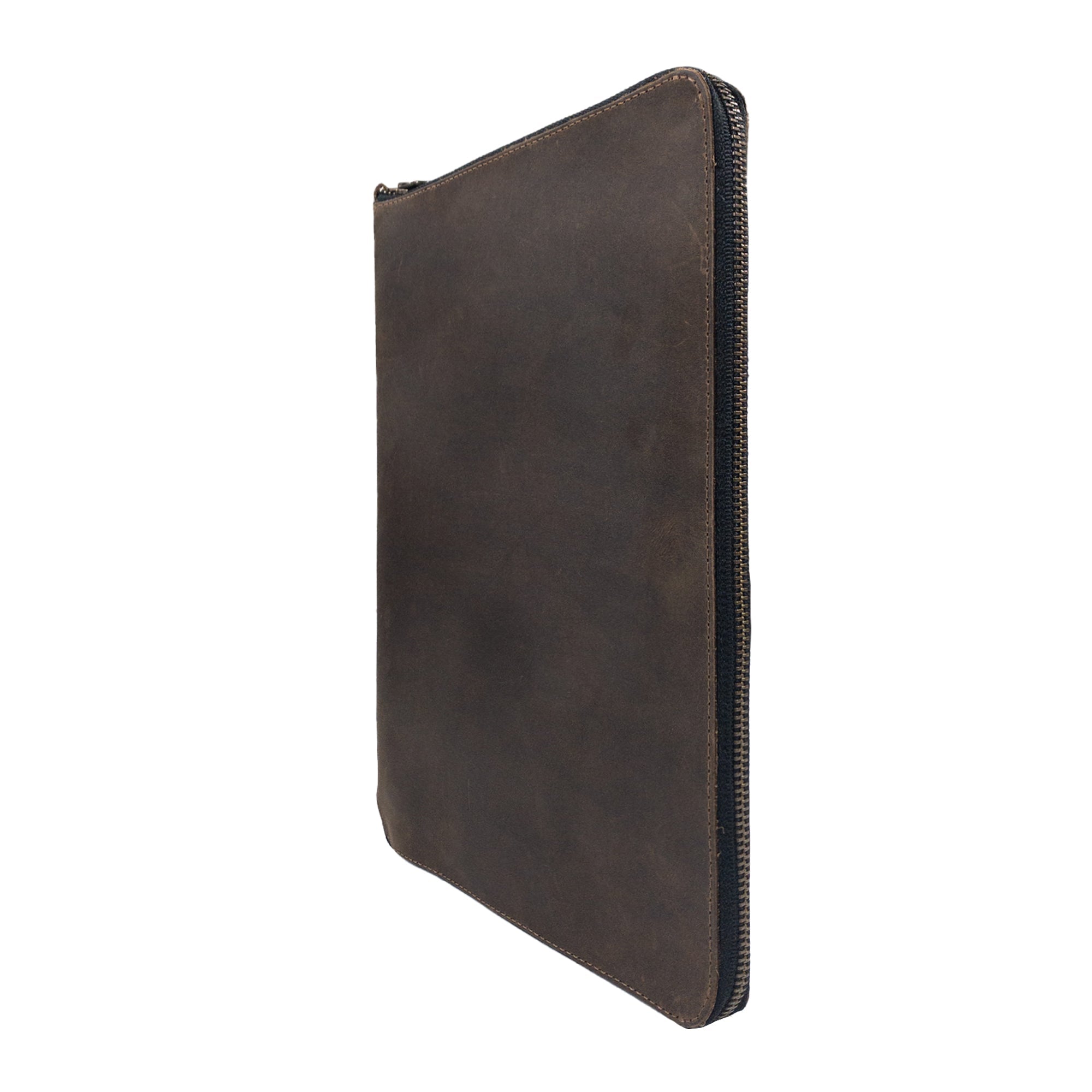 Sleek exterior of Hide & Drink Zippered Journal Cover for Moleskine (Notebook NOT Included), highlighting the quality of full grain leather. Handmade for durability.