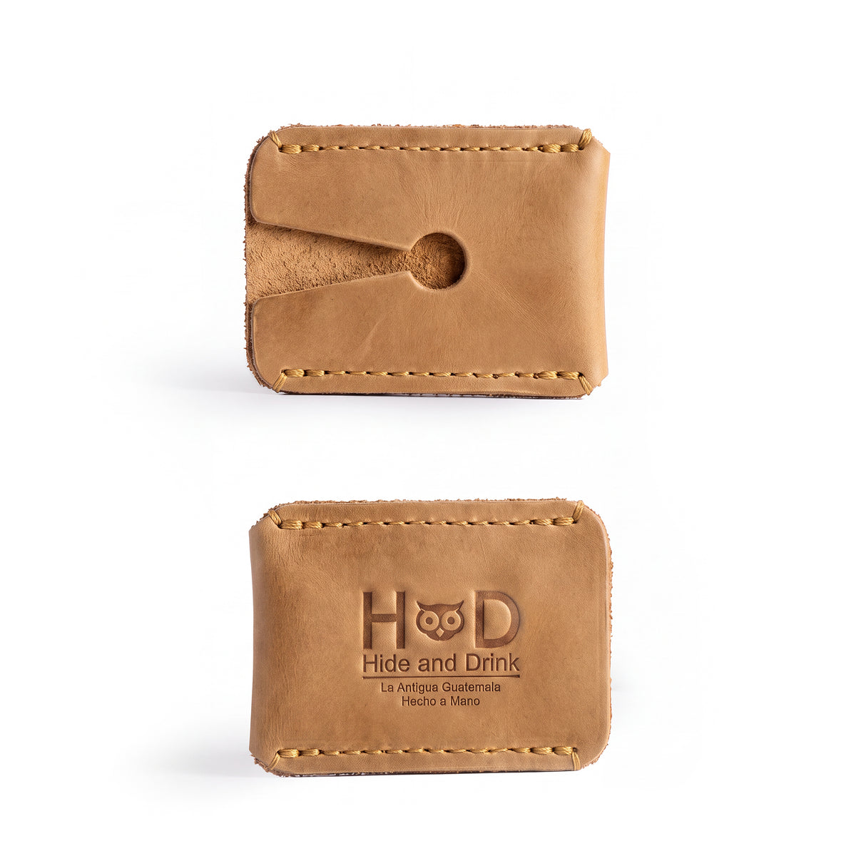 Handmade Razor Head Cover by Hide & Drink featuring a full grain leather protective sheath designed for double edge safety razors. This small batch production item is hand cut, hand sewn, and fire branded, making it a perfect shaving travel cover from artisans in La Antigua Guatemala and Oaxaca Mexico.