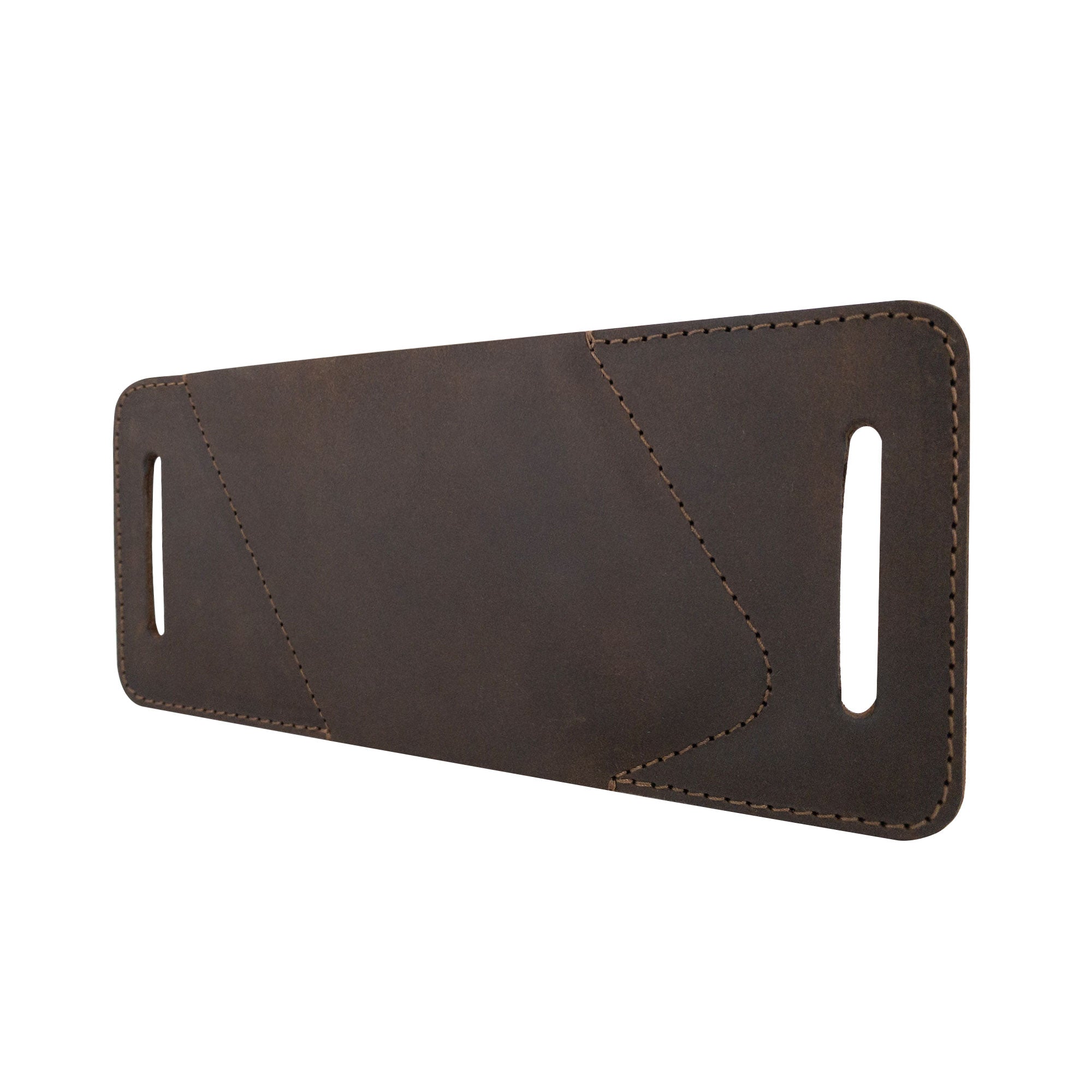 Close-up of the Rustic Waist Holster for Apple iPhone 14 Pro Max by Hide & Drink, emphasizing its rich texture and craftsmanship. This Full Grain Leather Waist Holster for Apple iPhone 14 Pro Max is hand sewn, beautifully showcasing its small batch production made in La Antigua Guatemala & Oaxaca Mexico.