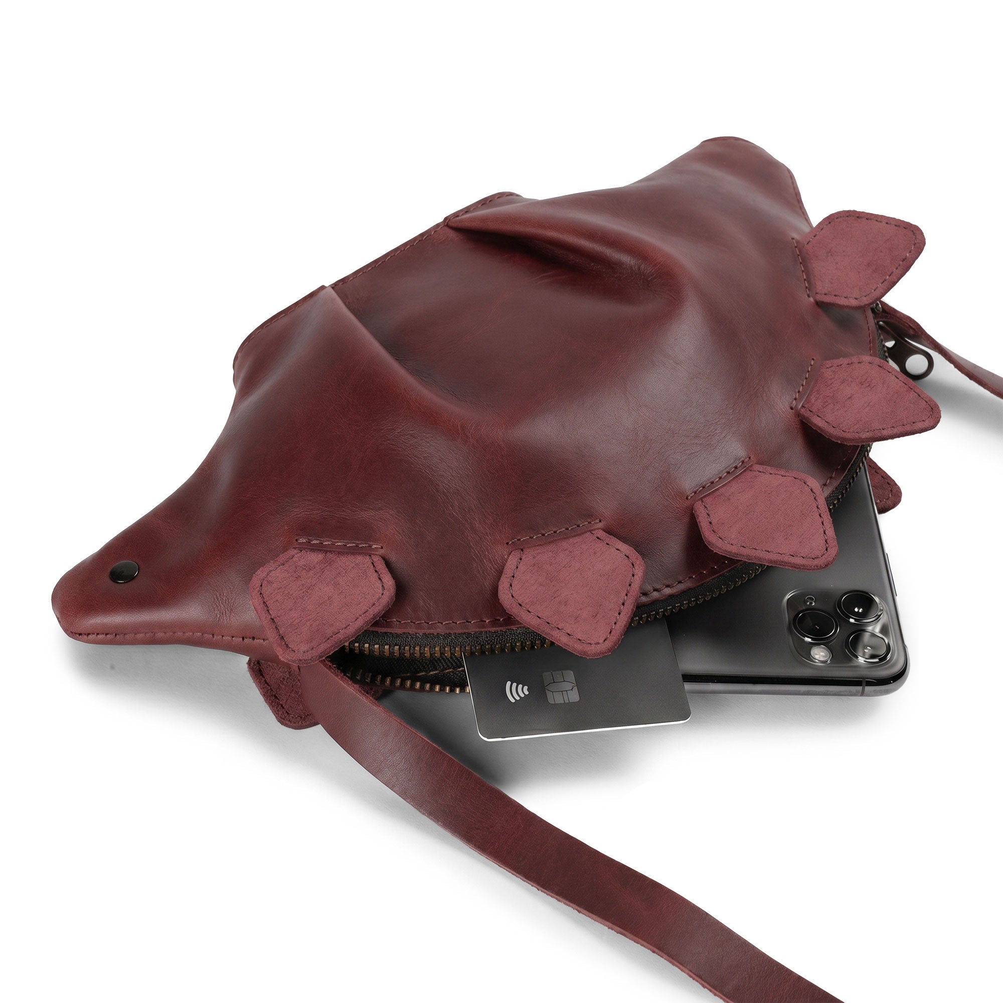 Leather Dinosaur Stegosaurus Shoulder Bag