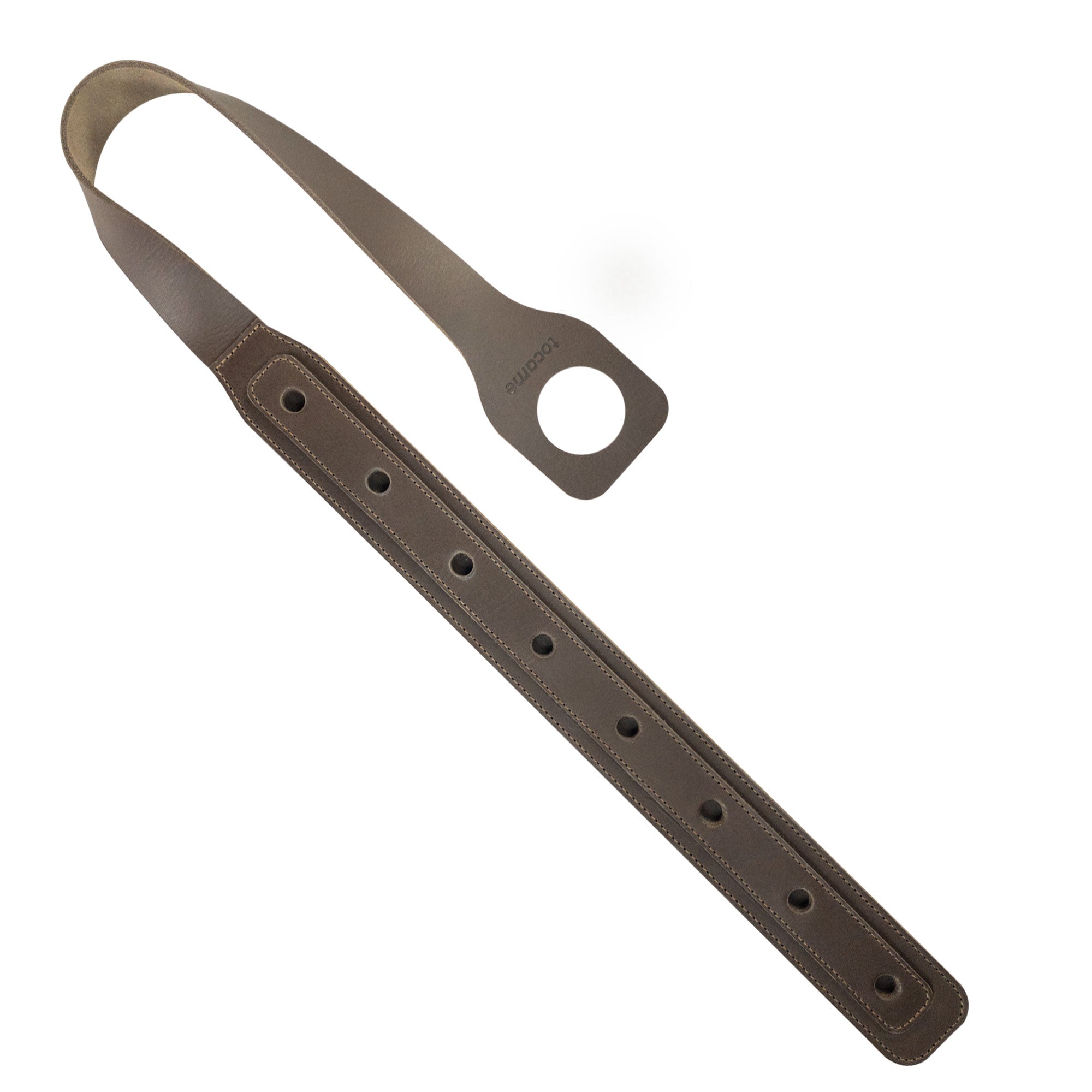 Close-up of the Cello Endpin Strap Stopper by tocame, showcasing its elegant design and quality materials. This handmade accessory is perfect for musicians looking for a reliable Floor Protector. Crafted from full grain leather, this piece embodies the artisan spirit and meticulous attention to detail.