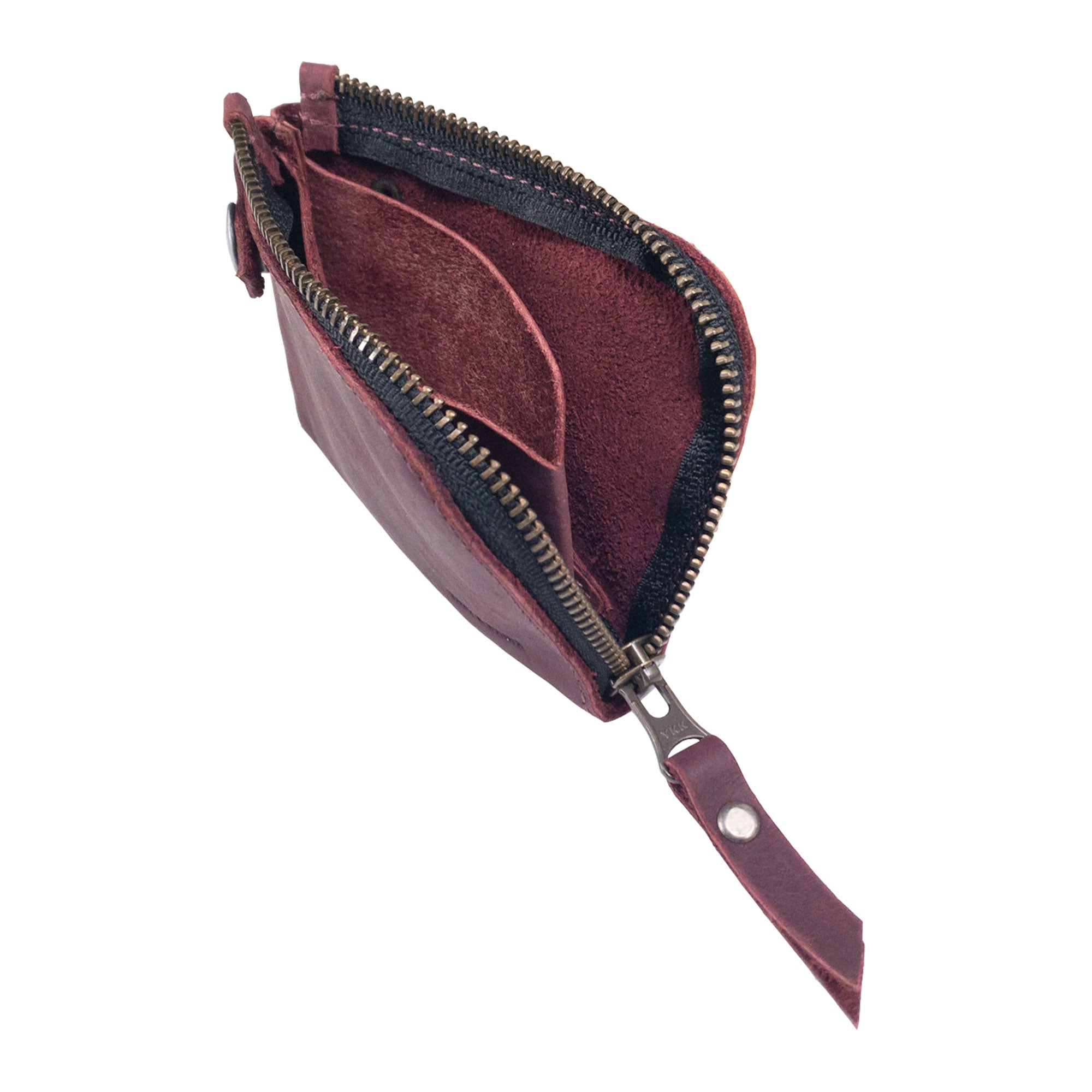 Beautifully crafted Lion's Mane Zippered Wallet by Hide & Drink, a perfect organizer for cash and cards, showcasing artisan quality.