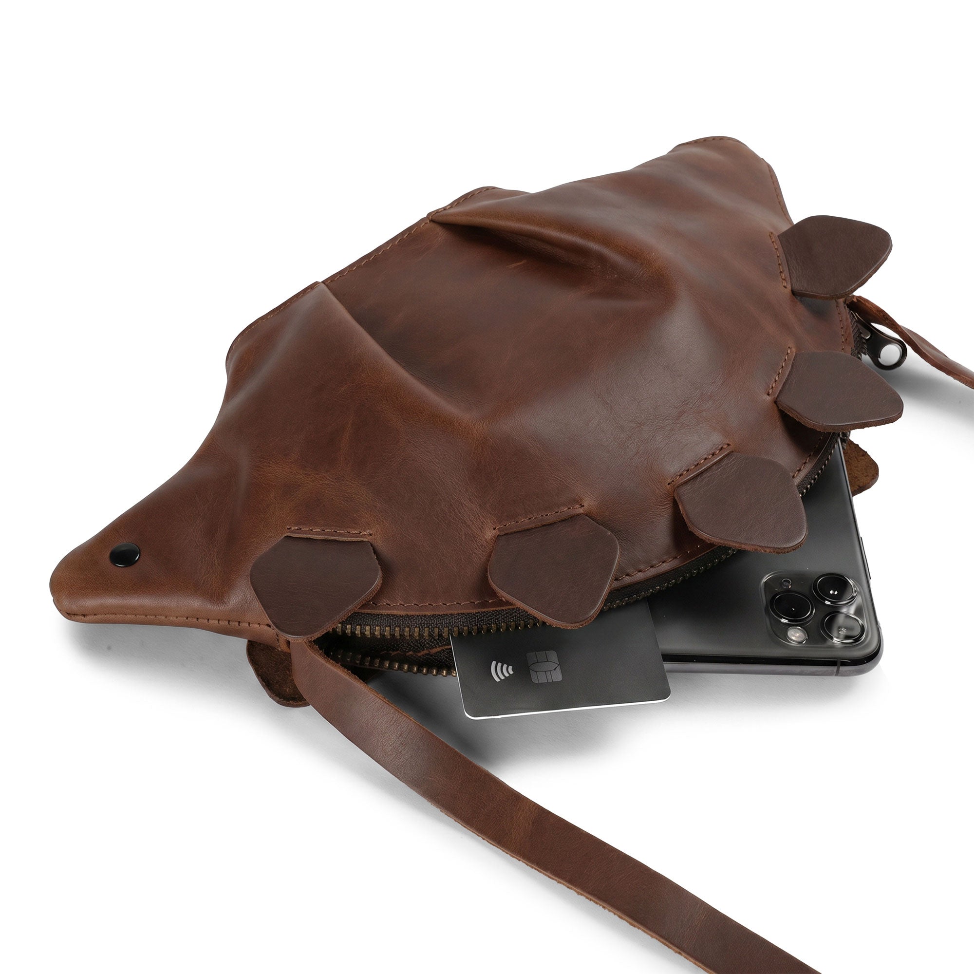 Leather Dinosaur Stegosaurus Shoulder Bag