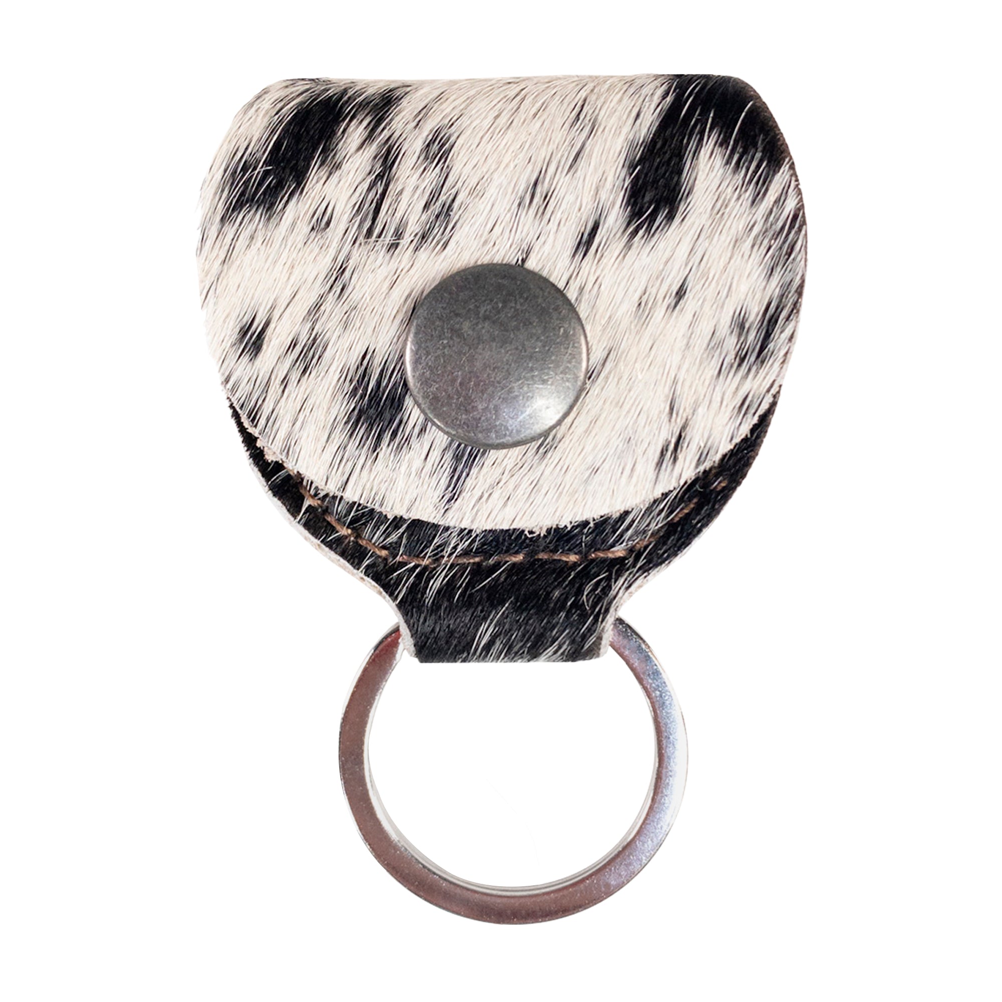 Elegant Guitar Pick Holder Keychain by Western Leather Works, crafted from Hair On Hide Full Grain Leather. This item highlights artisan skills through small batch production, hand cut and hand sewn techniques, fire branded, and is proudly made in La Antigua Guatemala & Oaxaca Mexico.