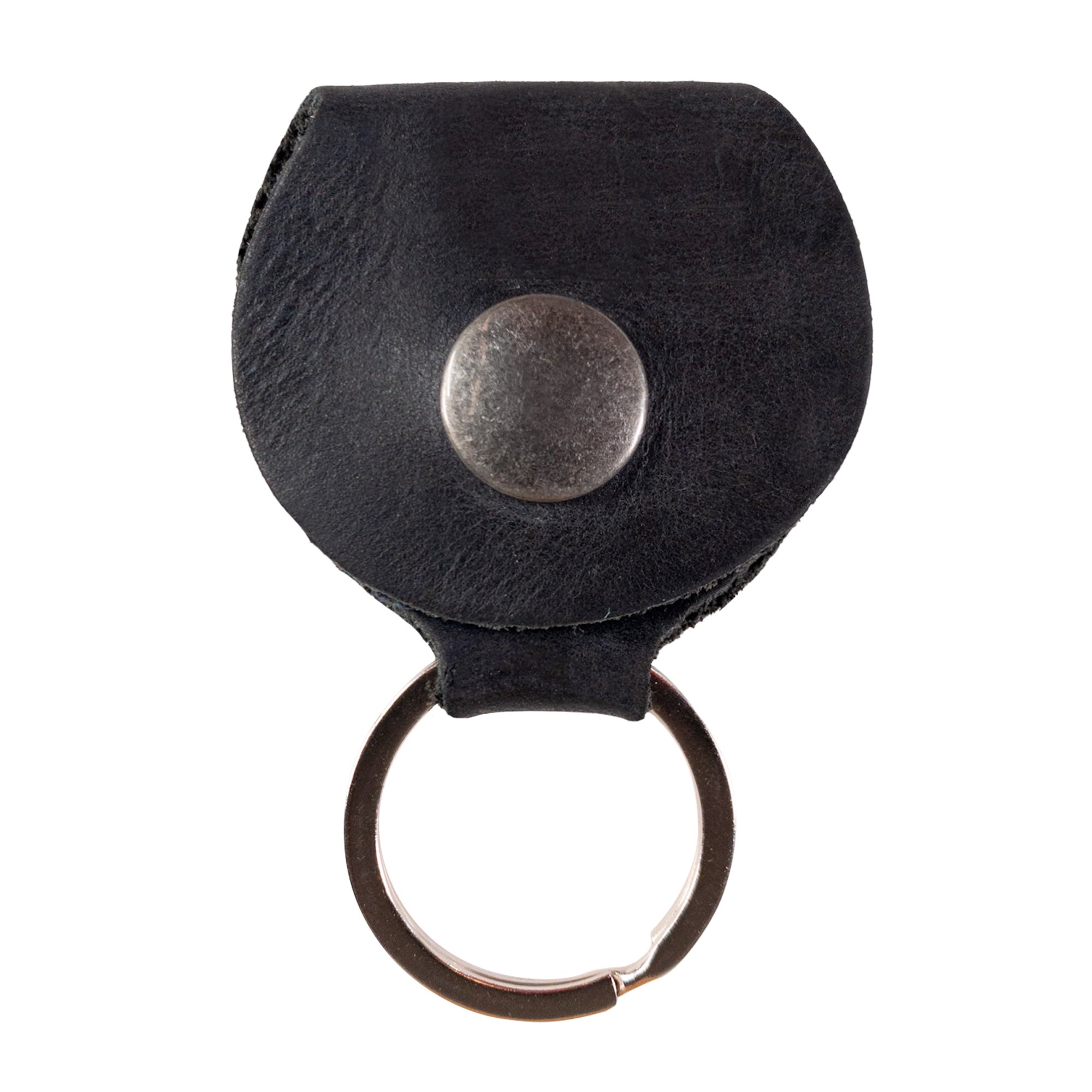 Hide & Drink Key Chain & Guitar Pick Holder, showcasing a sophisticated round button design. Ideal for guitar players, this keychain is crafted from Full Grain Leather by artisans practicing small batch production in La Antigua Guatemala & Oaxaca Mexico.