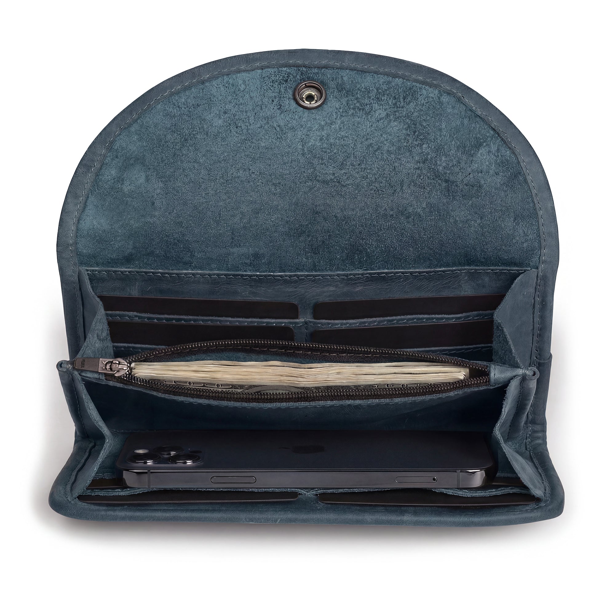 Single Snap Zippered Wallet