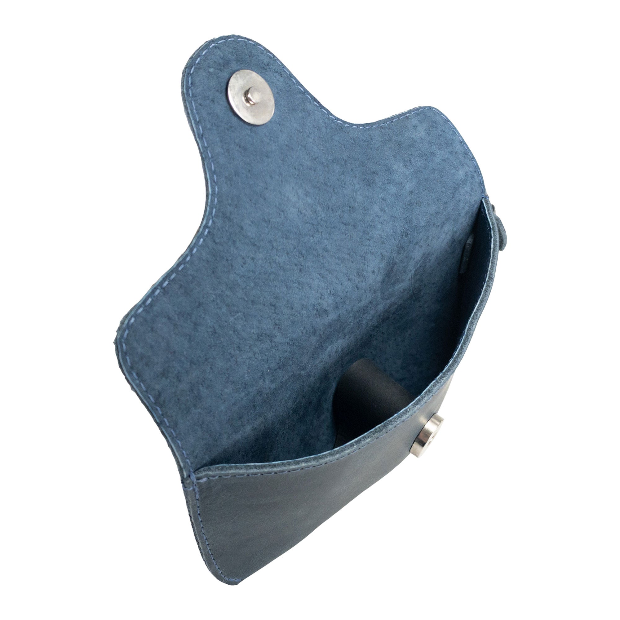 Interior of Eyeglasses Case with Strap by Hide & Drink, emphasizing its quality hand sewn craftsmanship from full grain leather. This sunglasses case is an exceptional protector for eyewear, showcasing artisanal skill from La Antigua Guatemala & Oaxaca Mexico.
