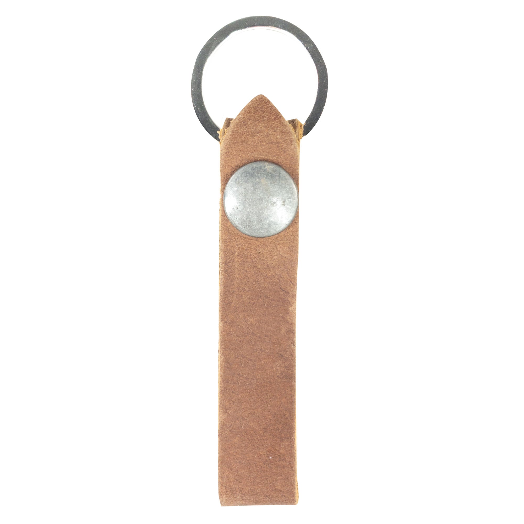 Hide & Drink Loop Keychain displaying a rich brown color and handcrafted details. This artisan keyring organizer, made from full grain leather, embodies rustic charm and is handmade in La Antigua Guatemala & Oaxaca Mexico.