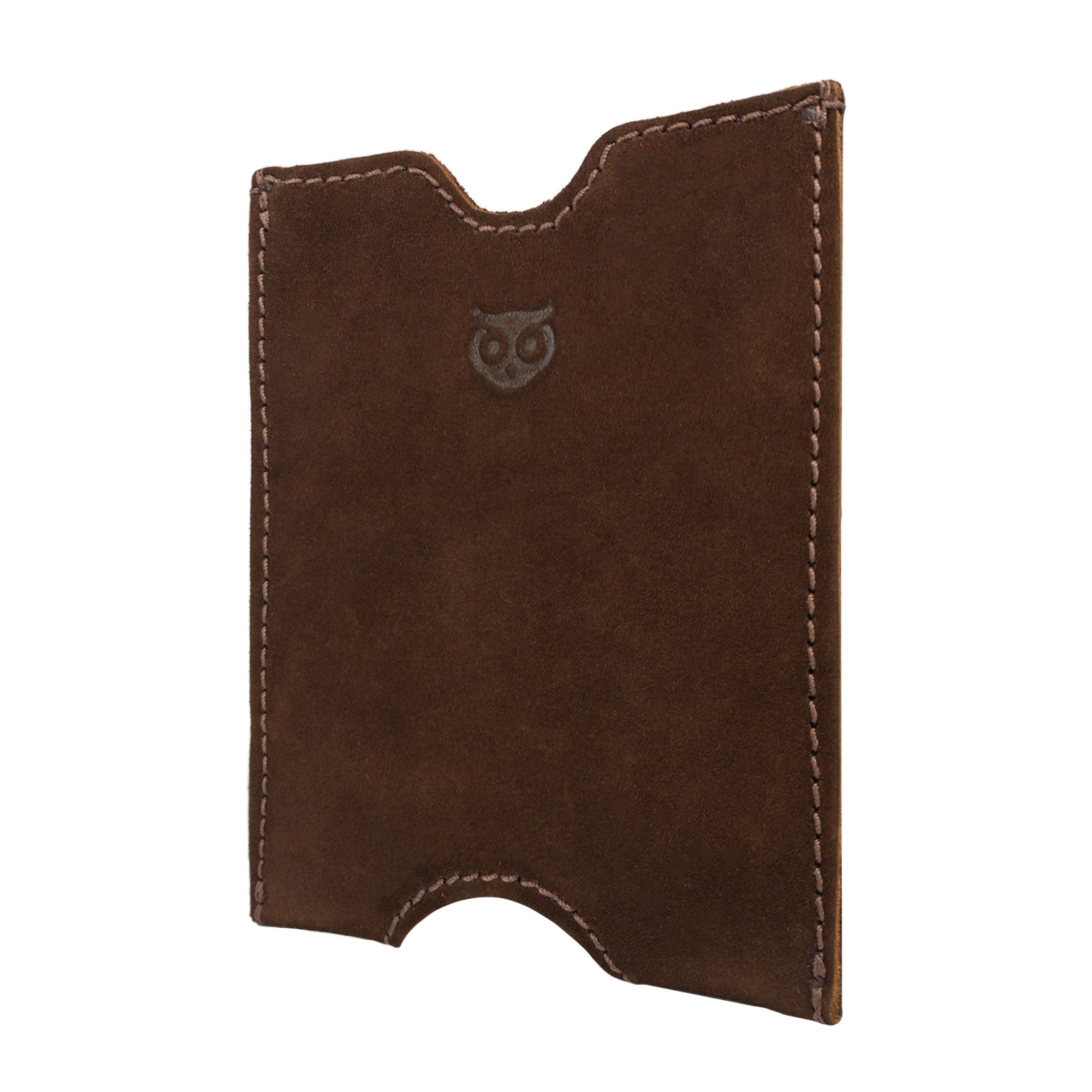 Side view of Hide & Drink's brown Passport Sleeve made from Full Grain Leather. This handmade Travel Passport Pocket Sleeve embodies the artisan quality of Small Batch Production in La Antigua Guatemala.
