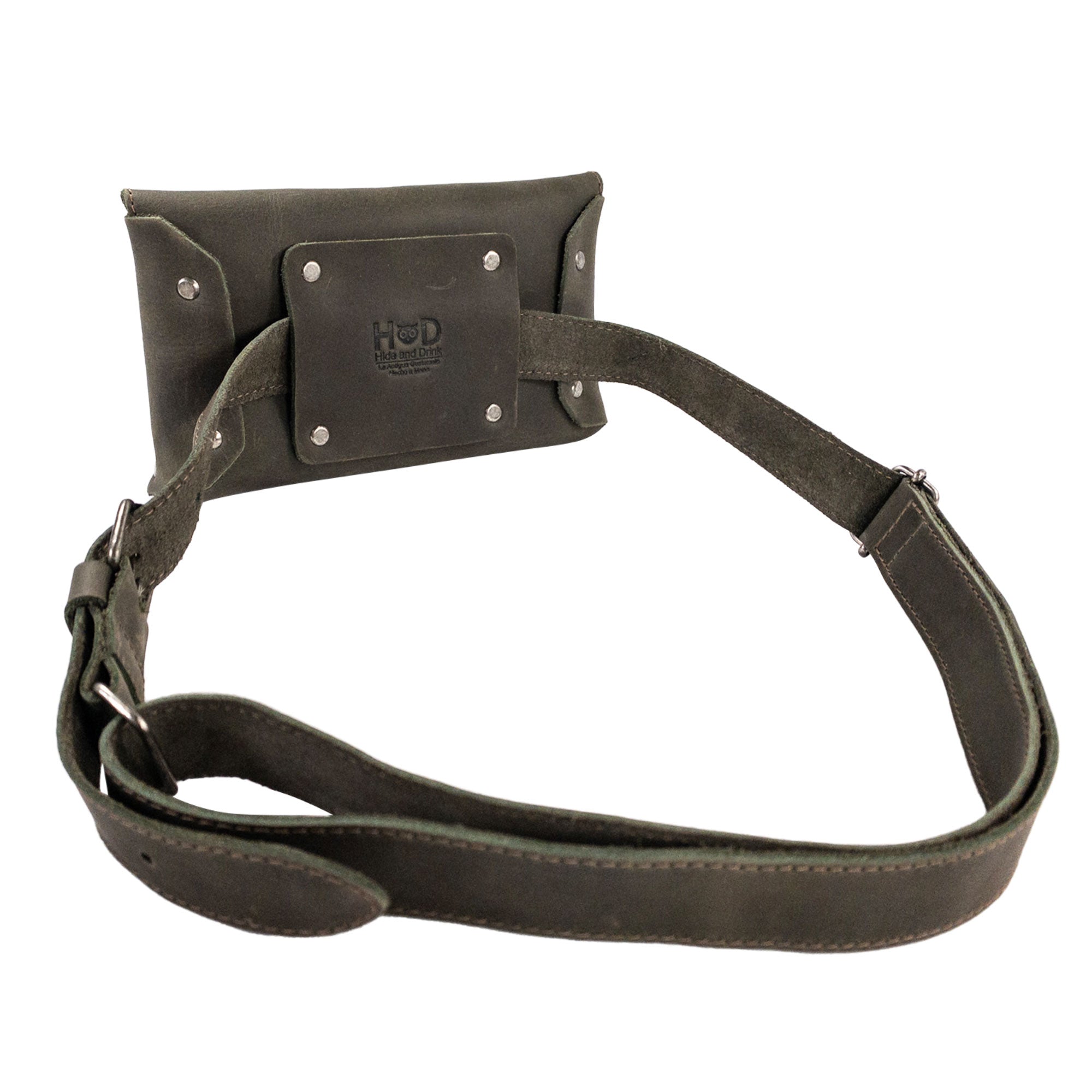 Hide & Drink's Fancy Fanny Pack in varied brown shades, providing a unique appearance. This full grain leather waist pouch doubles as a fashionable vintage purse, highlighting artisan craftsmanship from La Antigua Guatemala.