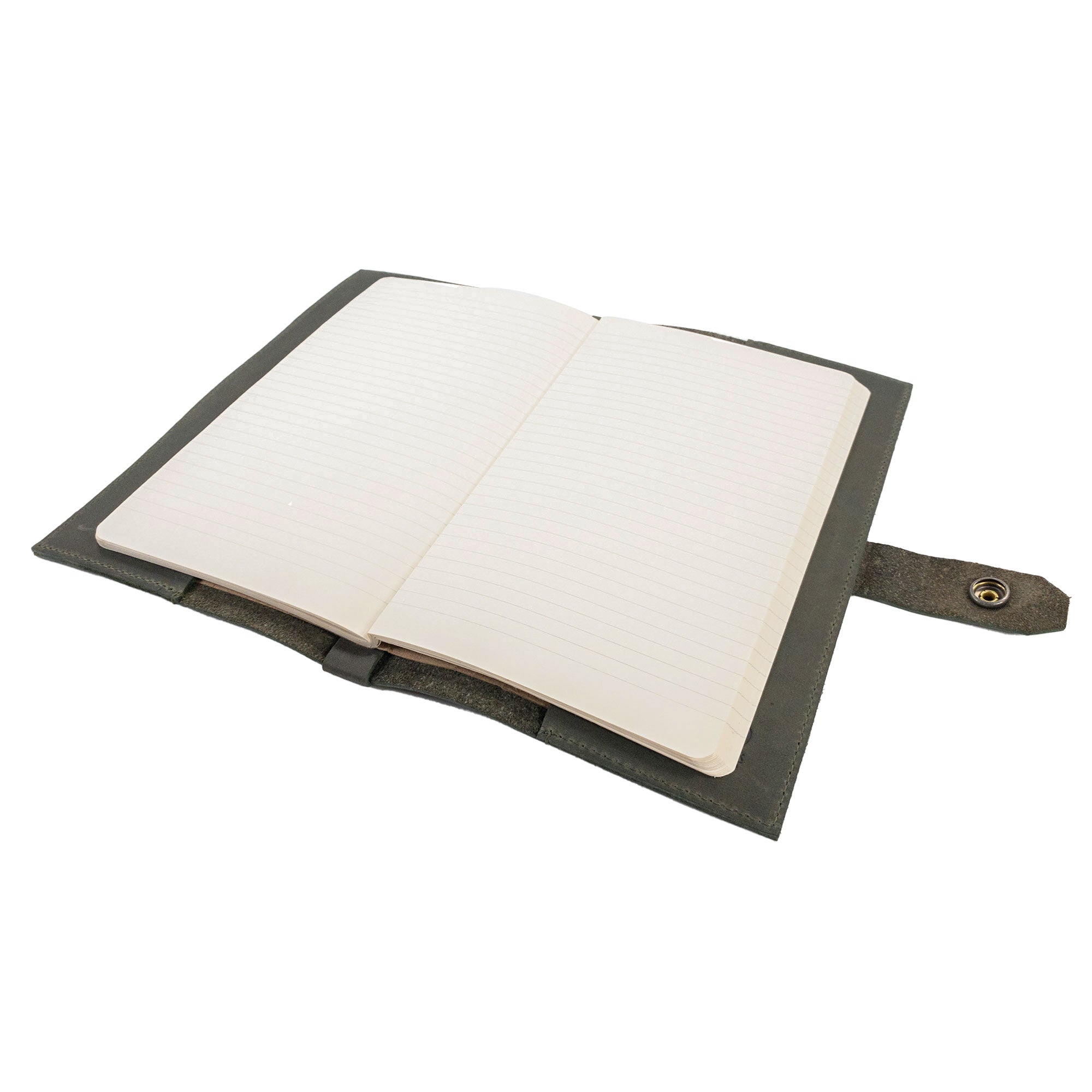 Dimensions of Hide & Drink's Riveted Field Note Cover for Moleskine (5 x 8.25 in.) Notebook NOT Included, printed to emphasize its compactness. This exquisite full grain leather item represents small batch craftsmanship from La Antigua Guatemala & Oaxaca, Mexico.