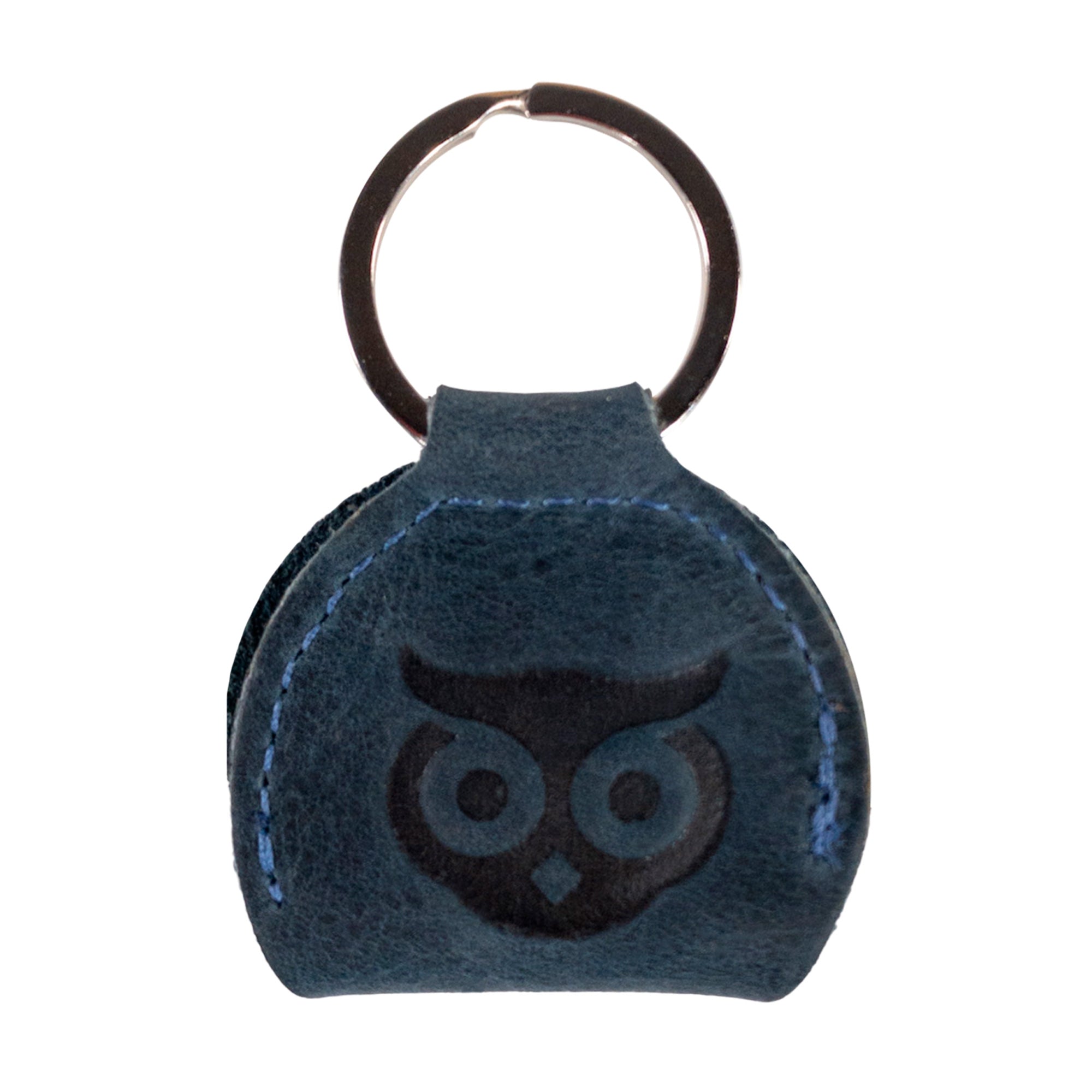The Key Chain & Guitar Pick Holder by Hide & Drink, featuring a decorative design of the Guitar Pick Holder with Ring. This keychain for guitar players is handcrafted from Full Grain Leather in small batch production, showcasing hand cut, hand sewn attributes, artisan craftsmanship, and fire branding, handmade in La Antigua Guatemala & Oaxaca Mexico.