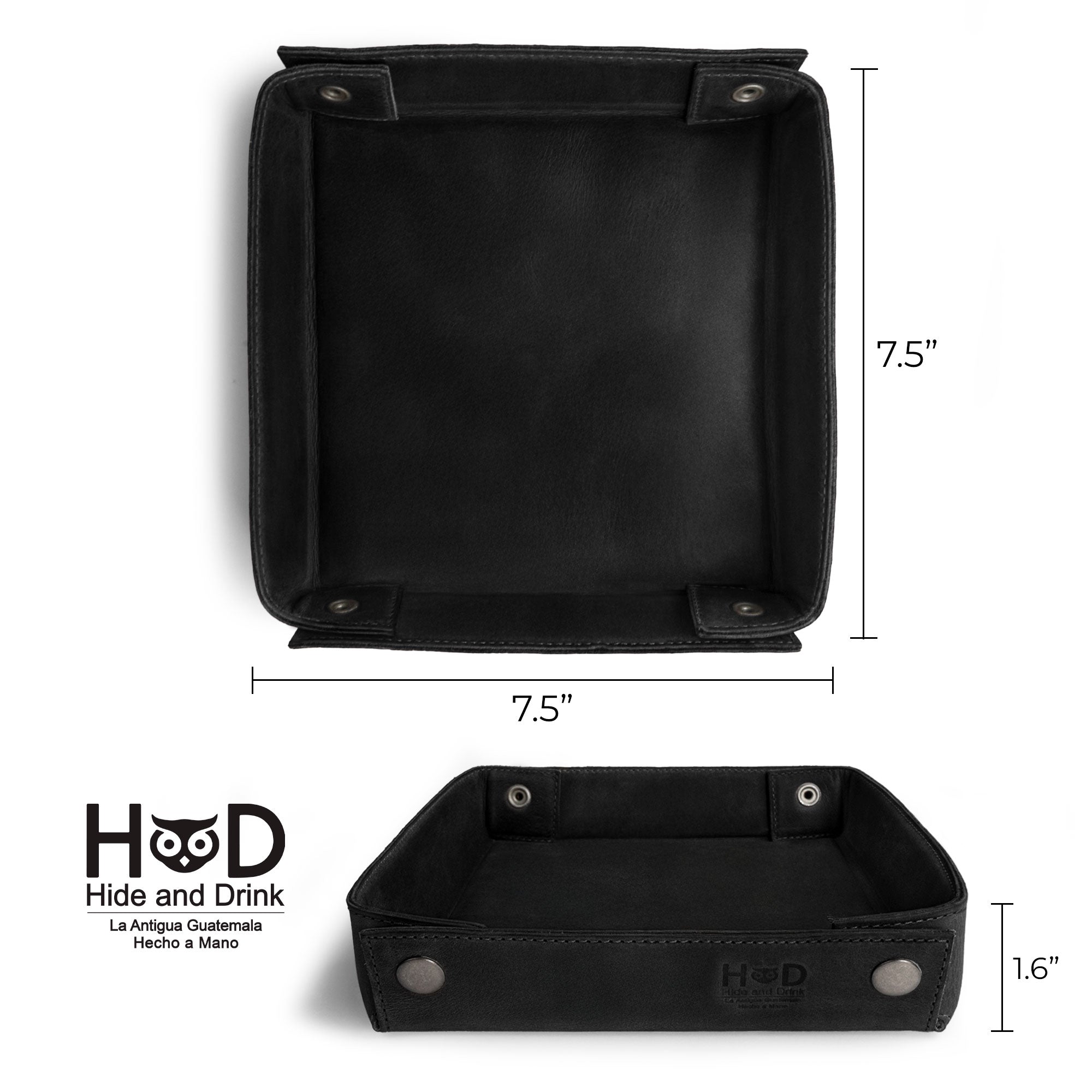 Hide & Drink Jumbo Tray, showcasing a classic vintage style crafted from durable full grain leather, ideal for organizing everyday essentials like keys and jewelry. This artisan product is handmade in La Antigua Guatemala.