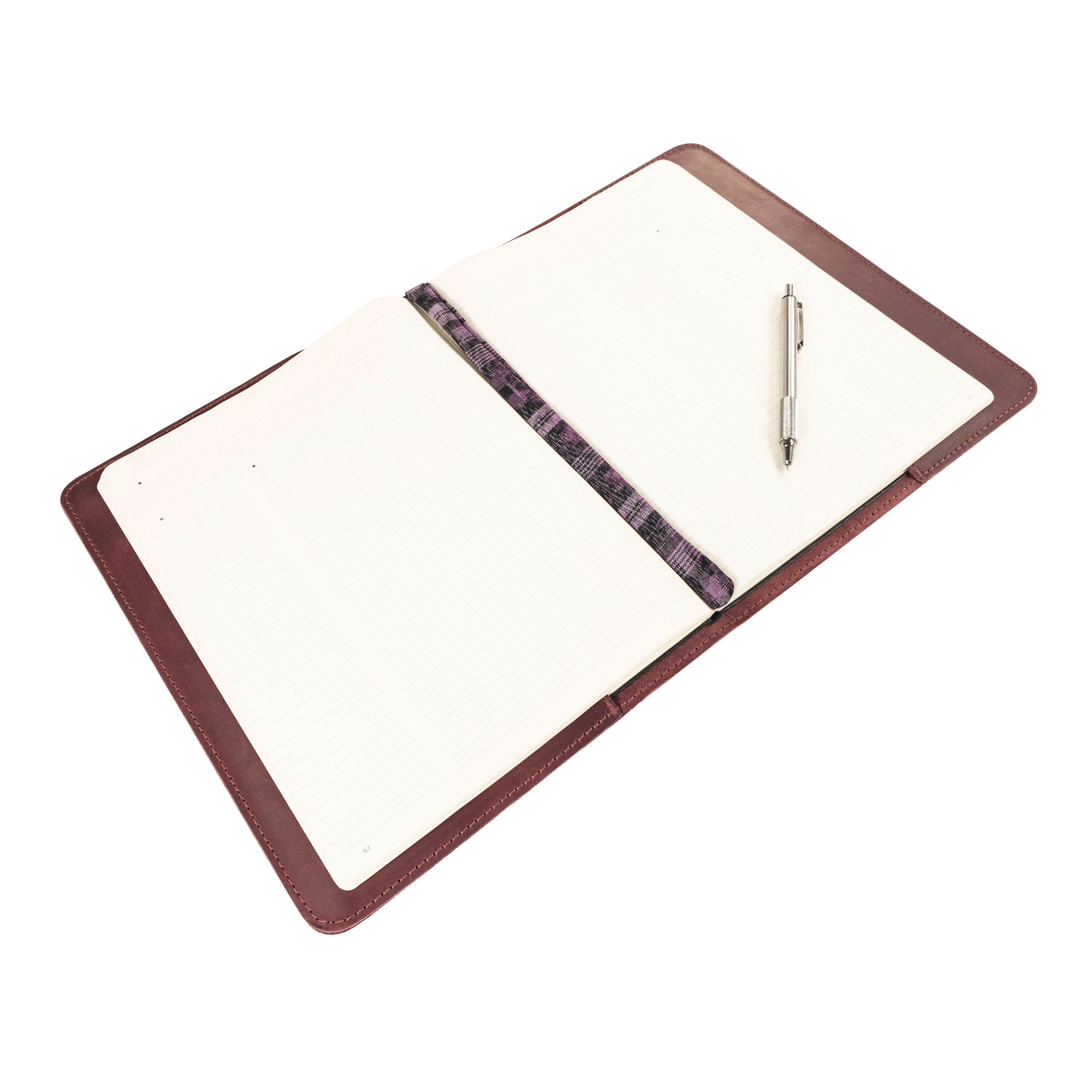 A clean look at the Journal Cover for (8.5 x 11 in.) Moleskine Cahier XXL by Hide & Drink, showcasing its beautiful leather finish and thoughtful design. Perfectly functional as a stylish protector, handcrafted in La Antigua Guatemala & Oaxaca Mexico.