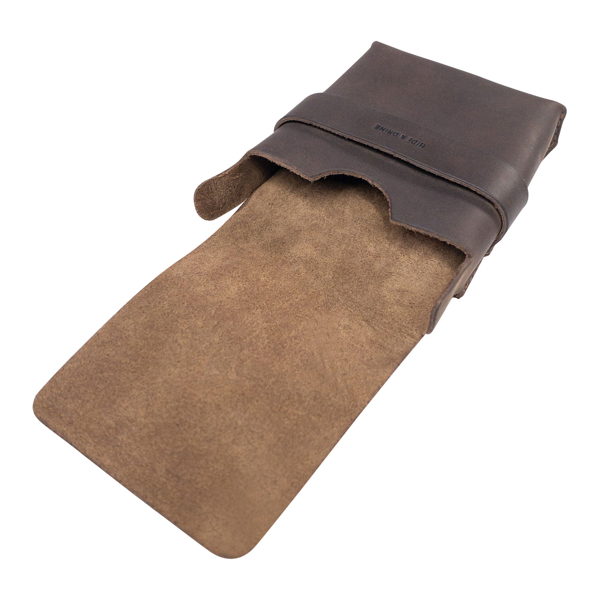 Hide & Drink Card Organizer Pouch with a unique open design, ideal for a modern vintage aesthetic. Designed to hold up to 12 cards plus folded bills, this case features exceptional craftsmanship, made from hand cut full grain leather in small batches by artisans in La Antigua Guatemala & Oaxaca Mexico.