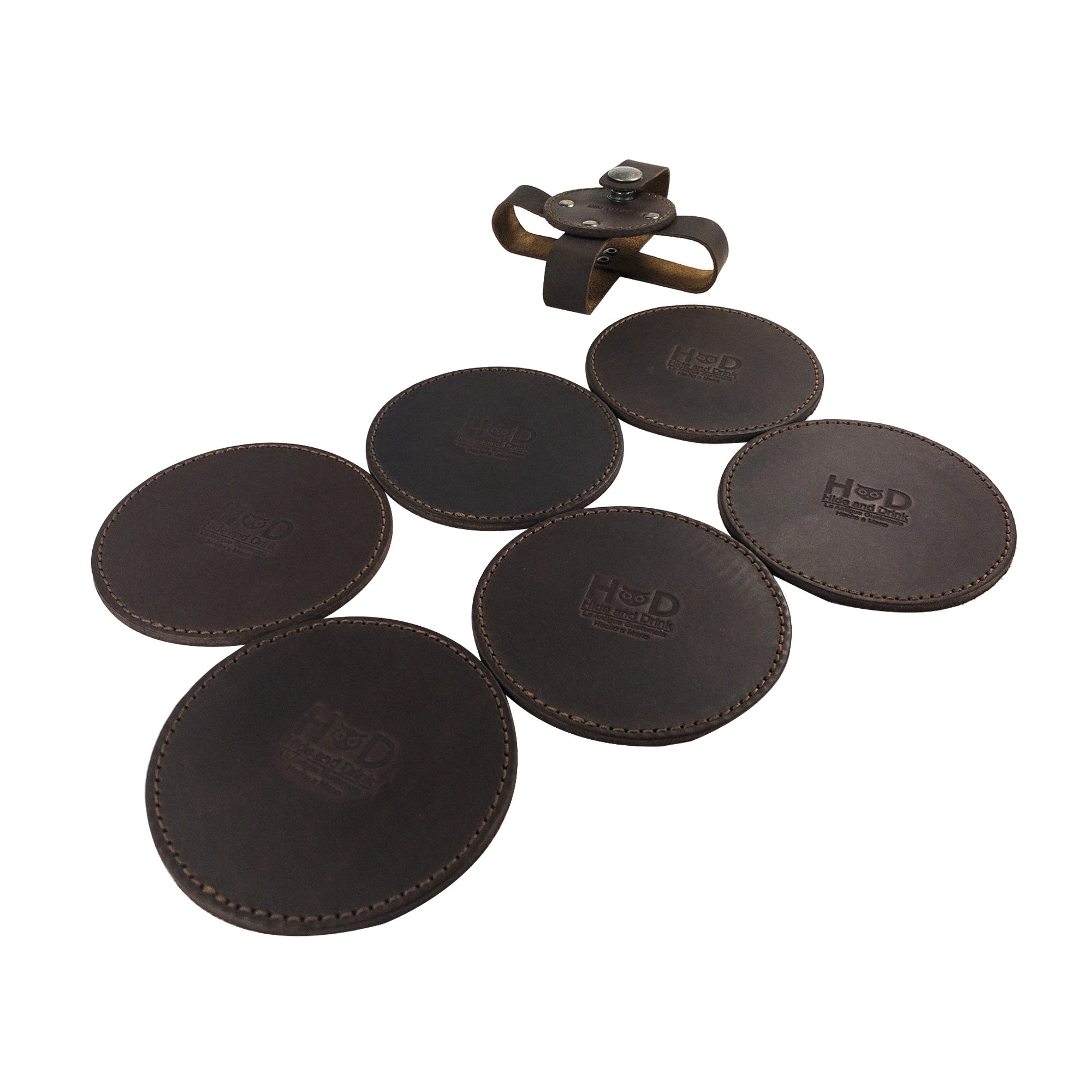 Circular Set of 6 Coasters for Drinks - Stockyard X 'The Leather Store'