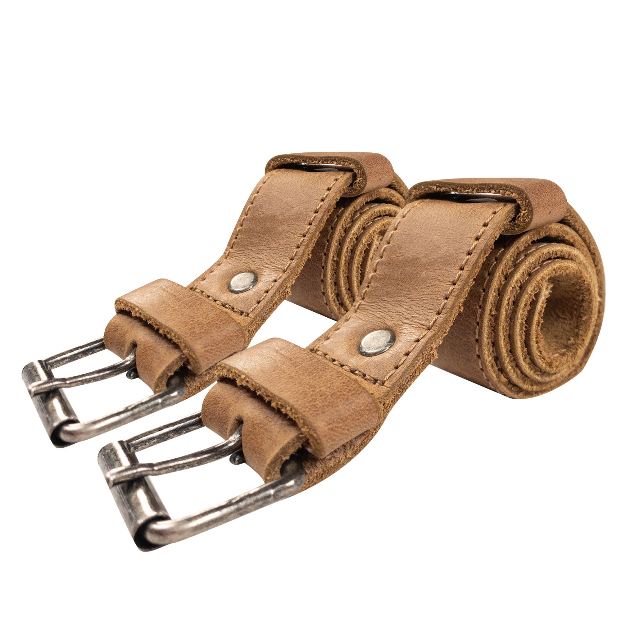 Bicycle Ankle Bands by Hide & Drink, depicting a pair of Rustic Bicycle Ankle Bands equipped with Brass Metal Buckles. These Adjustable Straps for Legs protect your clothes while cycling, made from Full Grain Leather, and are perfect for Vintage Gifts for Cyclists, handcrafted in La Antigua Guatemala.