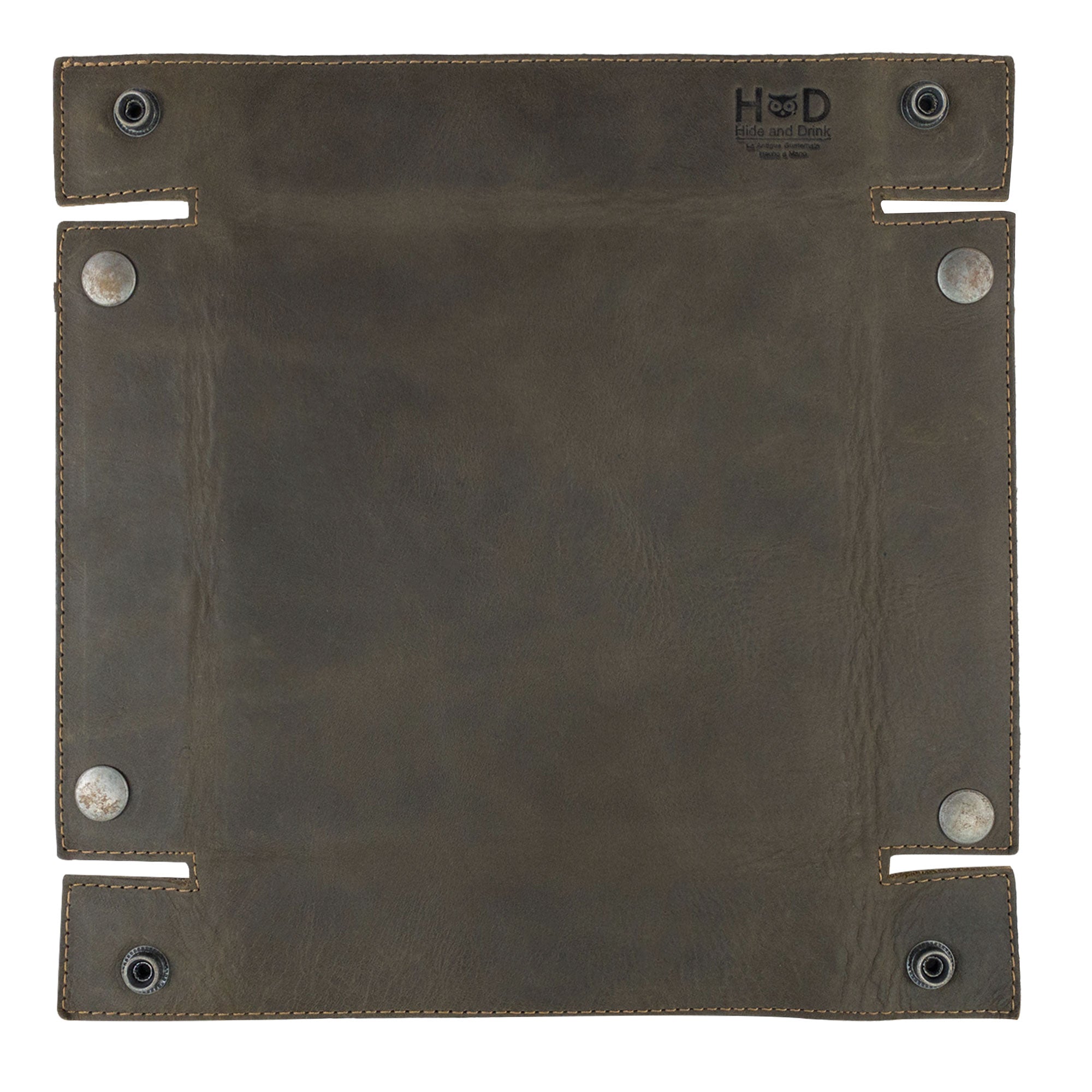 Hide & Drink Jumbo Tray crafted from high-quality full grain leather, ideal for holding small valuables like change and watches. This catchall organizer embodies artisan craftsmanship from La Antigua Guatemala.