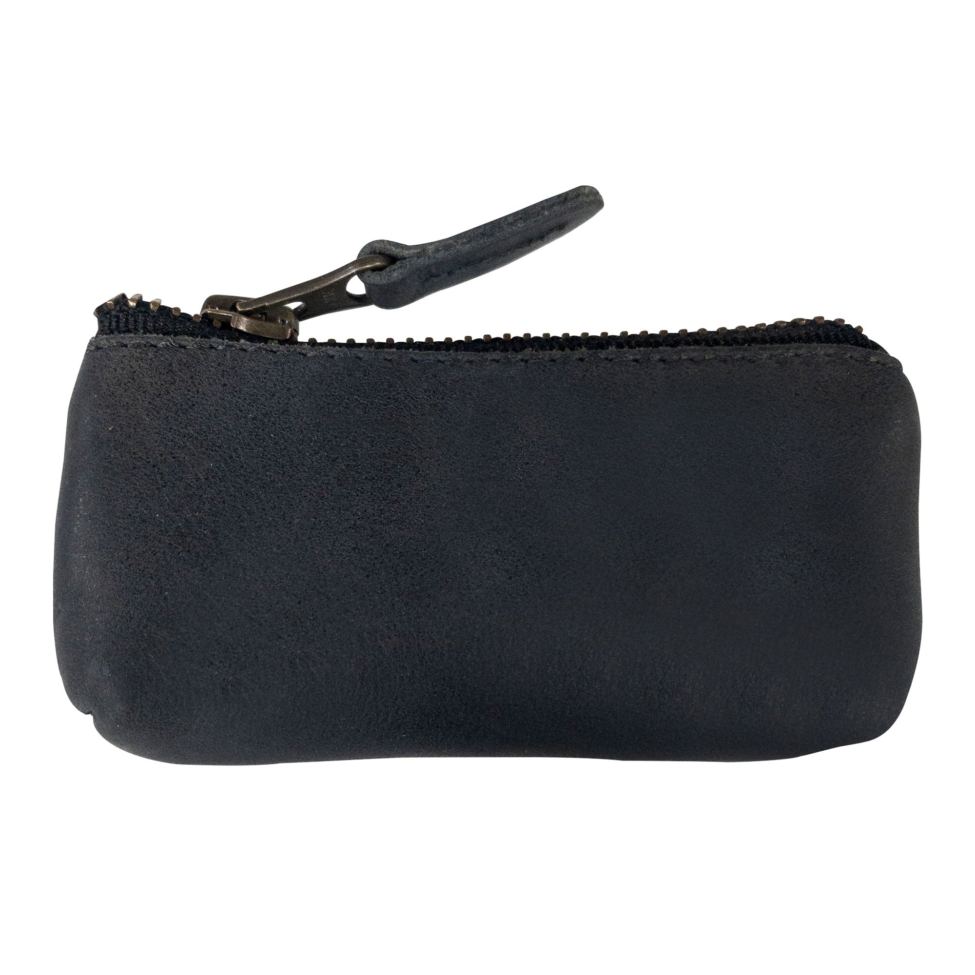 Hide & Drink Key Holder Zippered Pouch profile view highlighting its practicality for every day use. A small leather pouch for coins, keys, or memory cards, crafted in quality full grain leather.