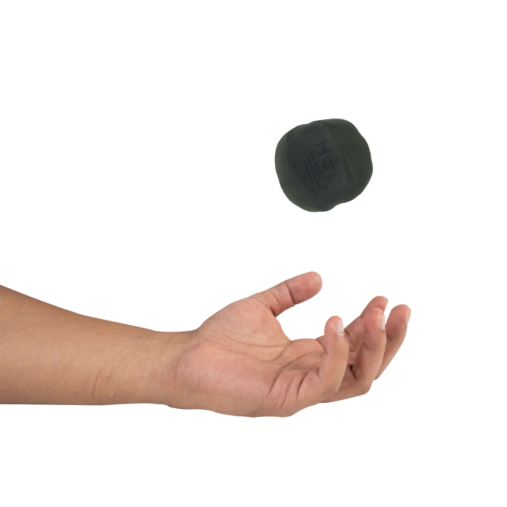 Hide & Drink green Stress Ball caught mid-throw, a great tool for relieving fidgeting and anxiety. This squishy tension accessory embodies classic style and is artisan crafted in La Antigua Guatemala.